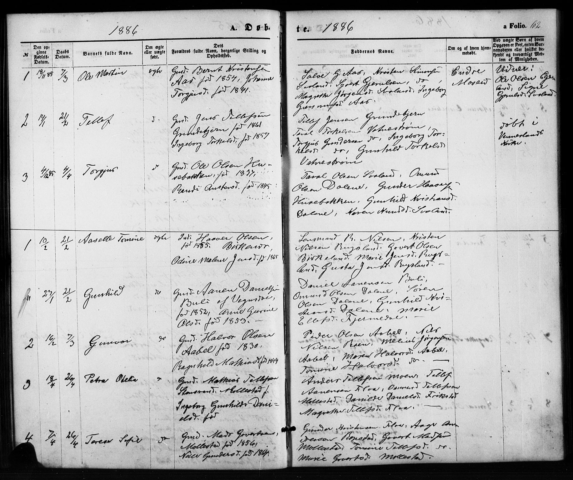Birkenes sokneprestkontor, SAK/1111-0004/F/Fb/L0003: Parish register (copy) no. B 3, 1876-1892, p. 62