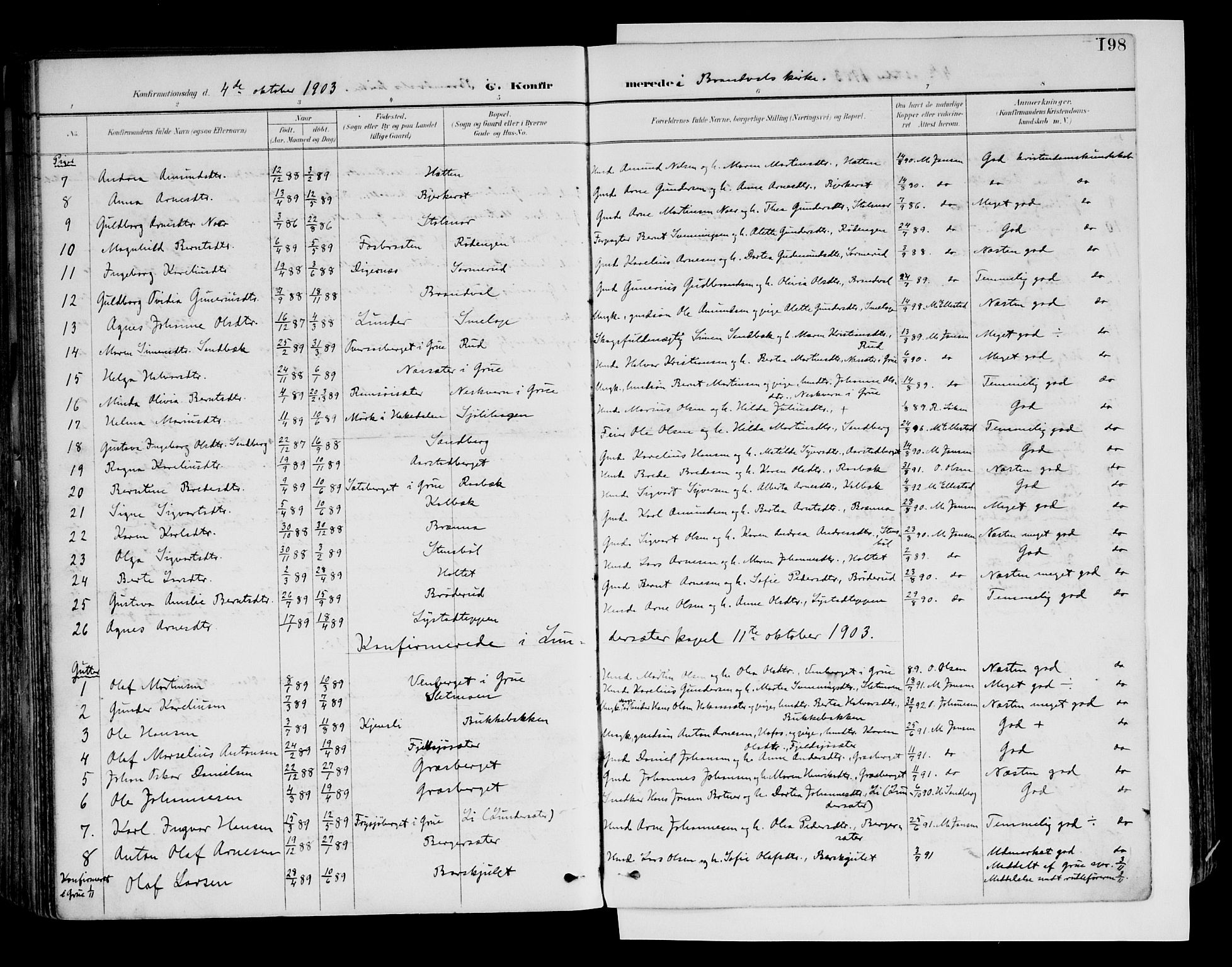 Brandval prestekontor, AV/SAH-PREST-034/H/Ha/Haa/L0003: Parish register (official) no. 3, 1894-1909, p. 198