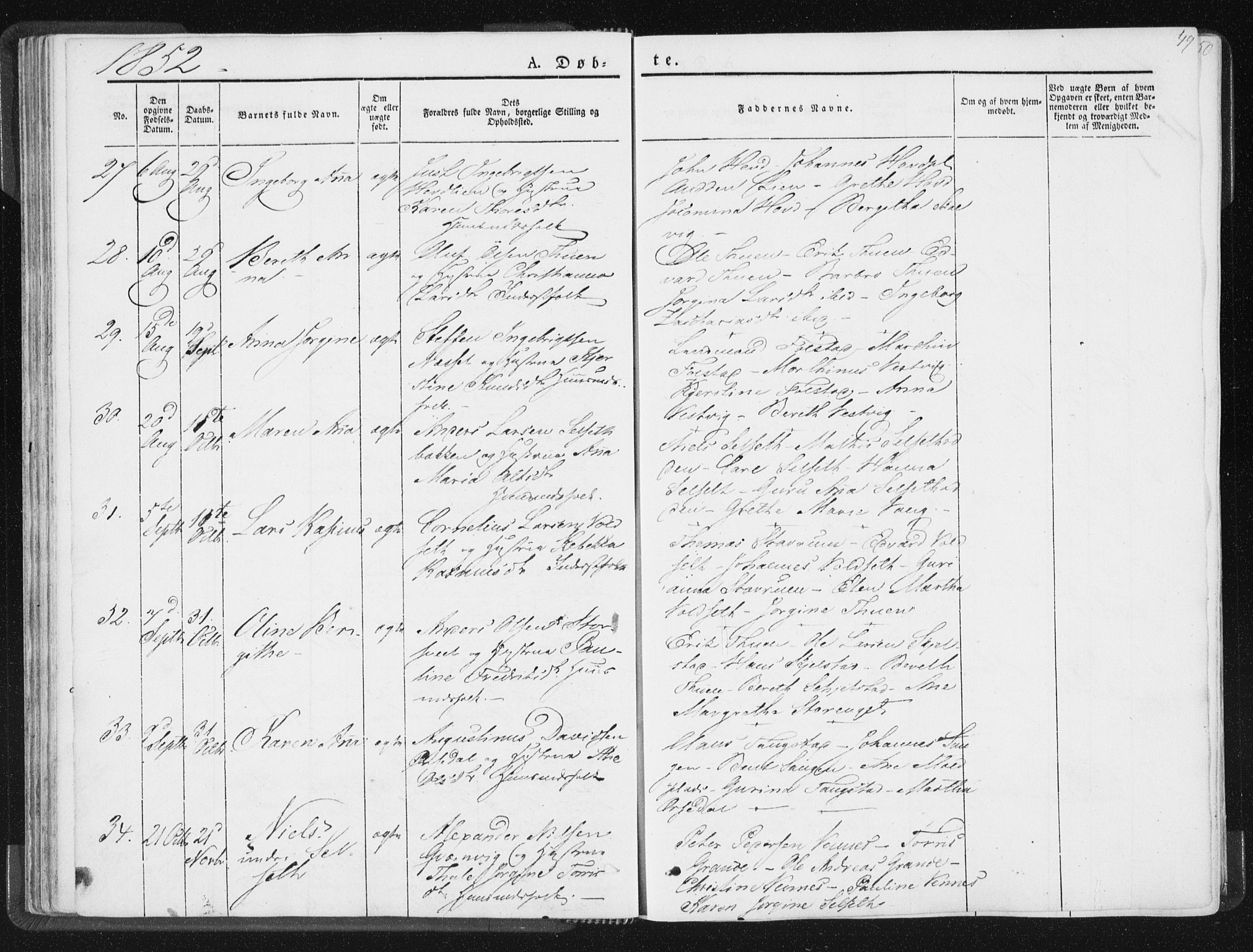 Ministerialprotokoller, klokkerbøker og fødselsregistre - Nord-Trøndelag, SAT/A-1458/744/L0418: Parish register (official) no. 744A02, 1843-1866, p. 49