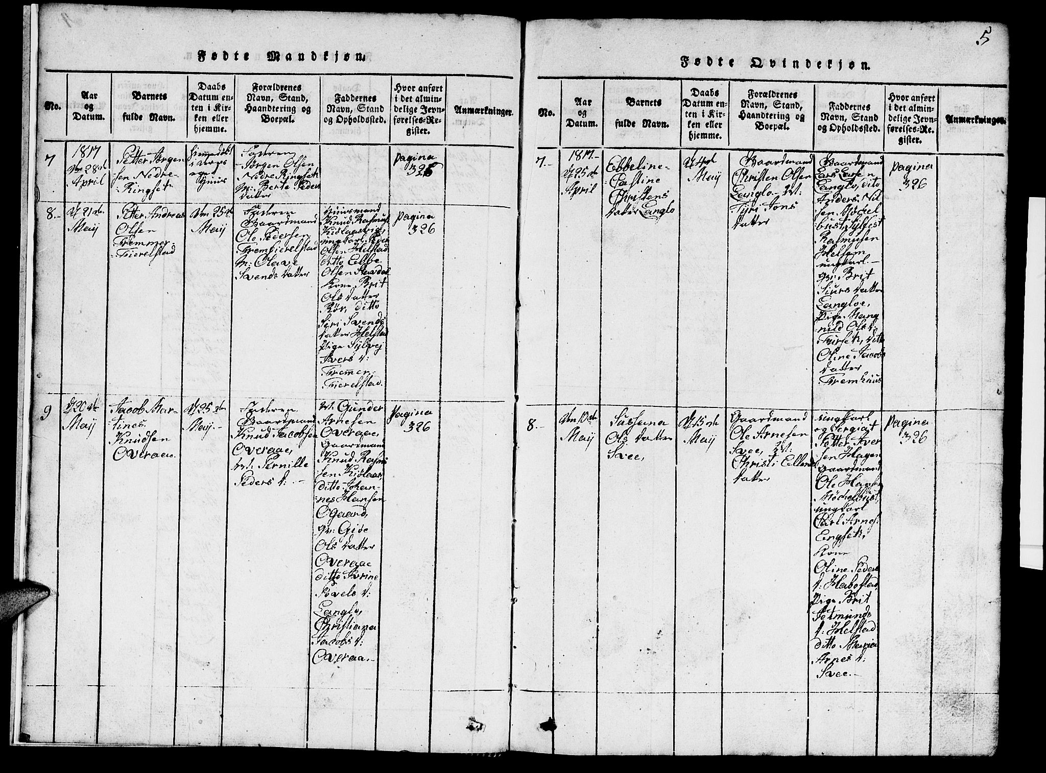 Ministerialprotokoller, klokkerbøker og fødselsregistre - Møre og Romsdal, AV/SAT-A-1454/520/L0289: Parish register (copy) no. 520C01, 1817-1837, p. 5