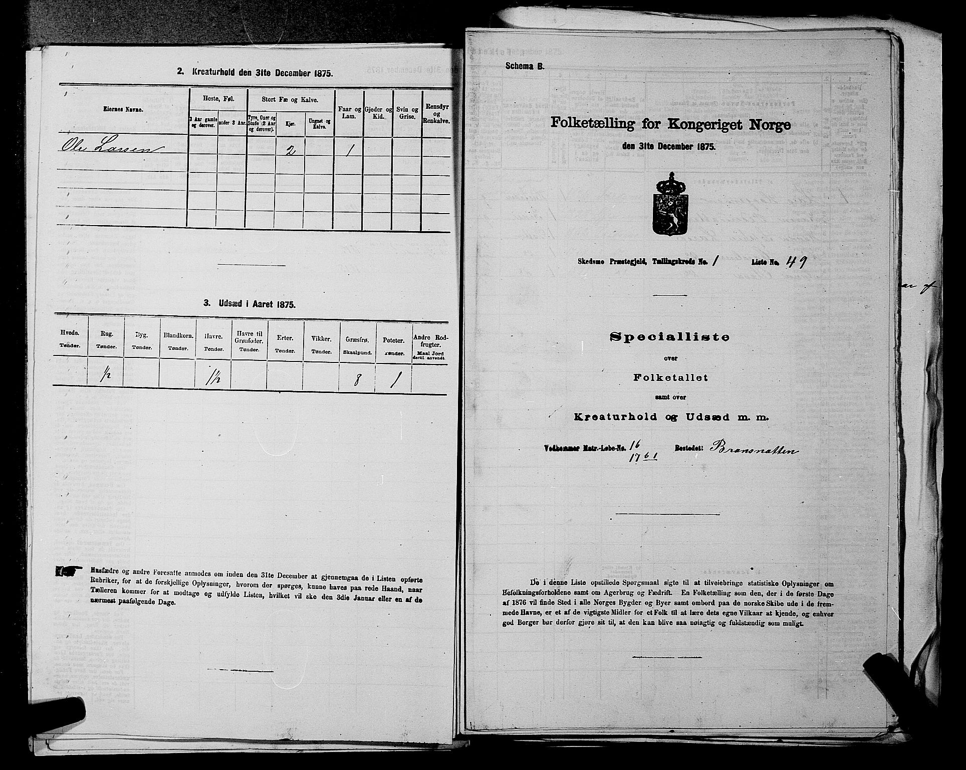 RA, 1875 census for 0231P Skedsmo, 1875, p. 130