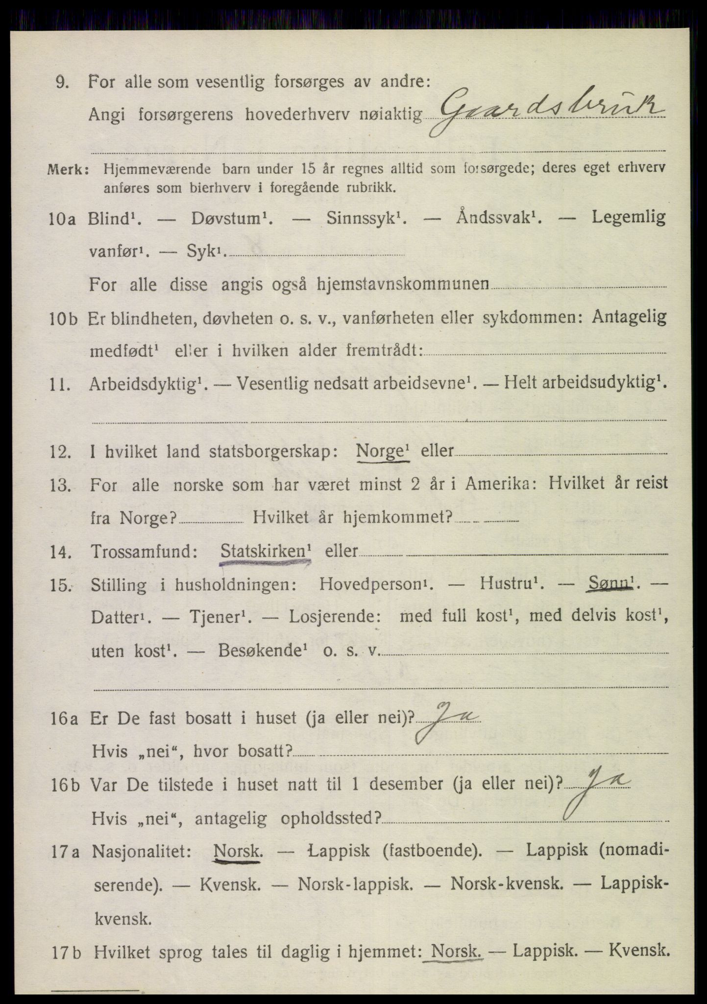 SAT, 1920 census for Tjøtta, 1920, p. 1226