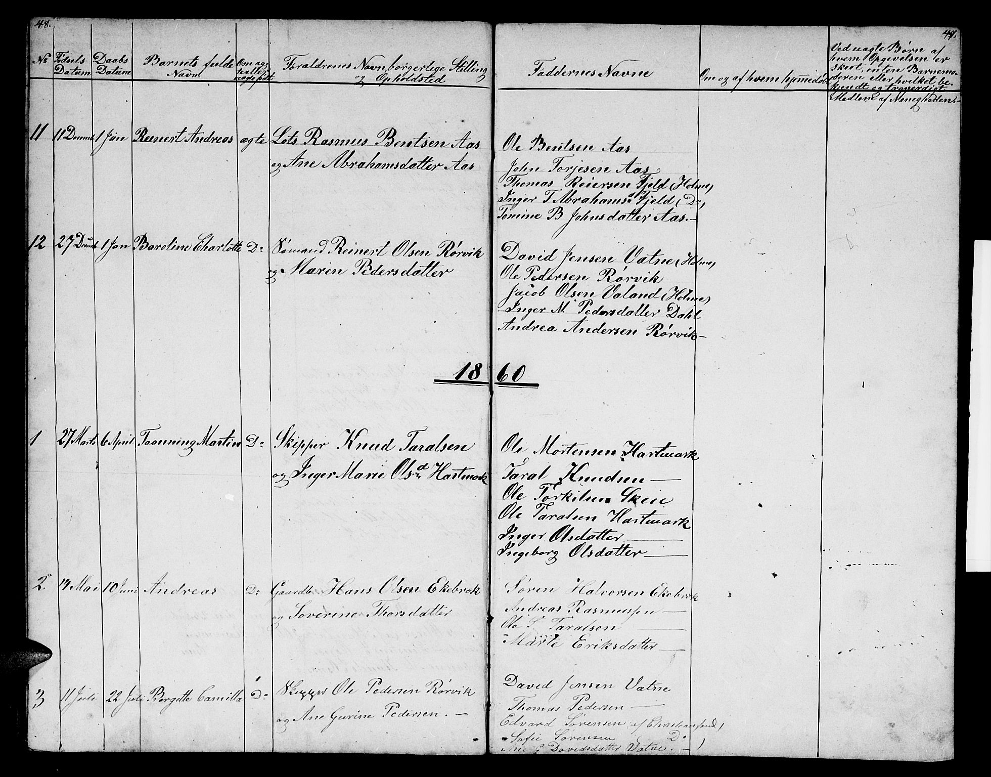 Mandal sokneprestkontor, SAK/1111-0030/F/Fb/Fbb/L0003: Parish register (copy) no. B 3, 1848-1877, p. 48-49