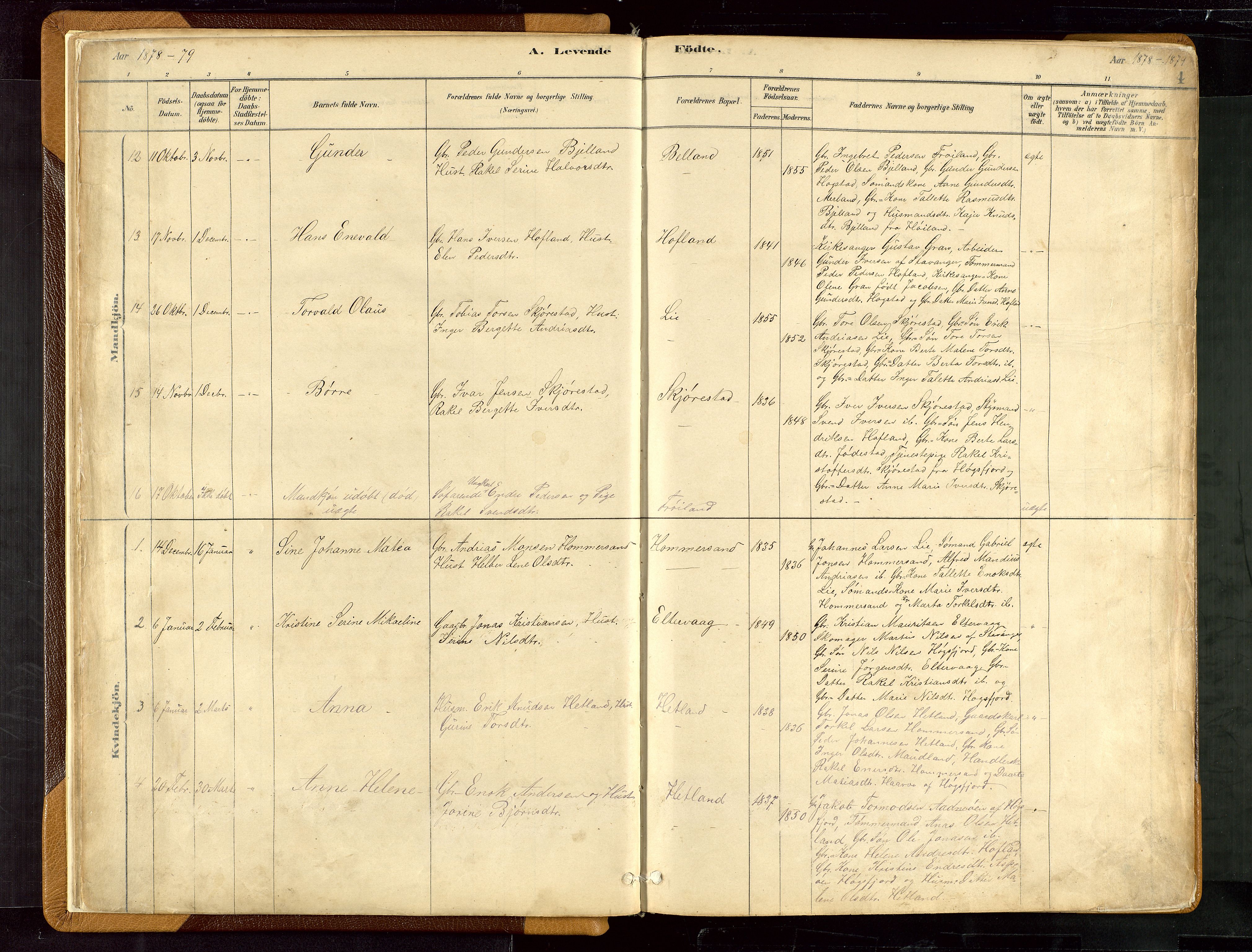 Hetland sokneprestkontor, SAST/A-101826/30/30BB/L0007: Parish register (copy) no. B 7, 1878-1910, p. 4
