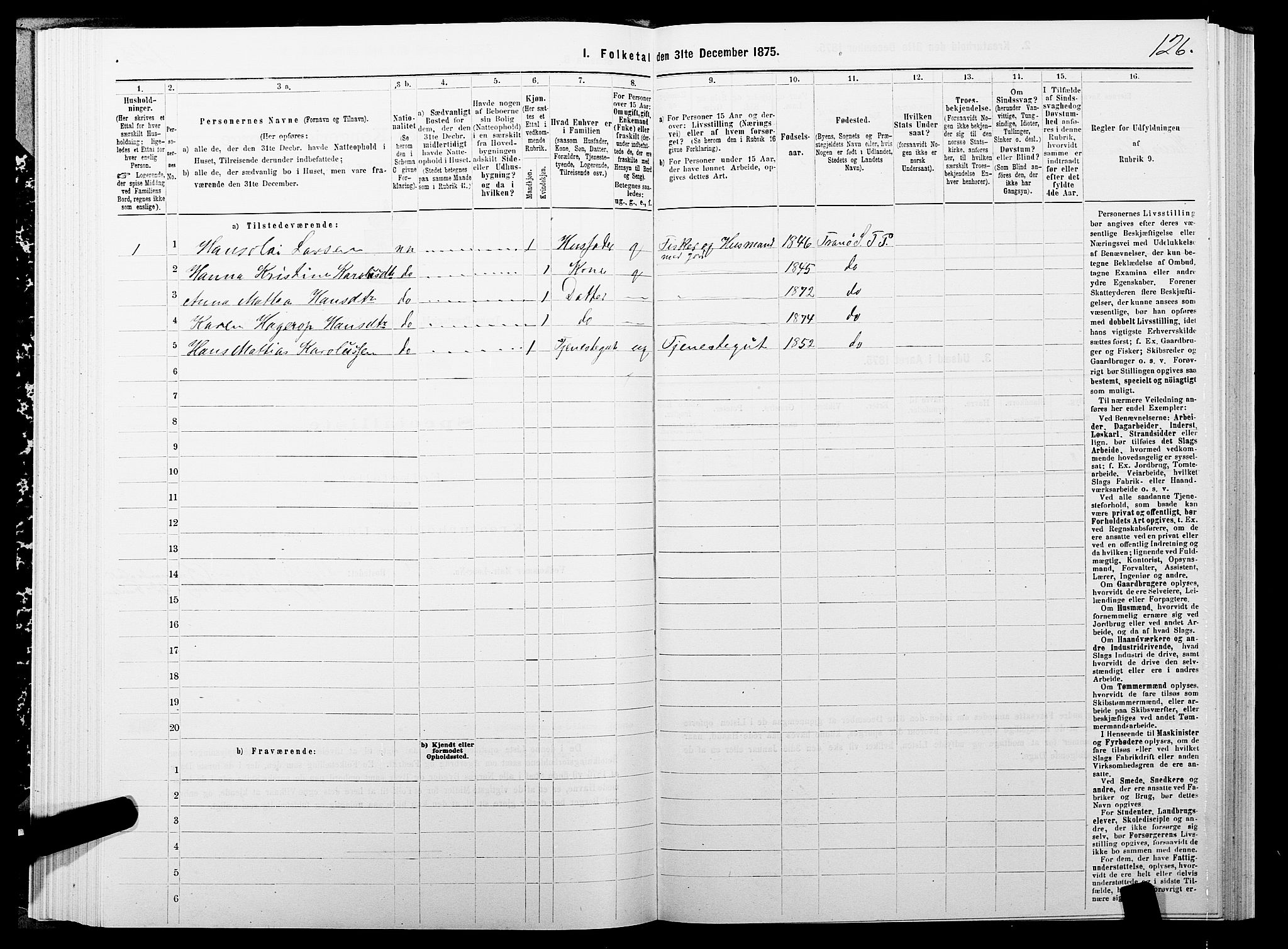 SATØ, 1875 census for 1927P Tranøy, 1875, p. 3126