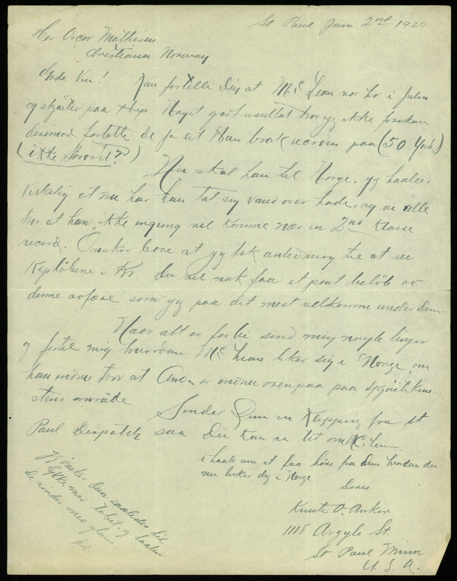 Mathisen, Oscar Wilhelm, AV/RA-PA-1912/Fa/L0001: Inngående korrespondanse, 1916-1954, p. 18