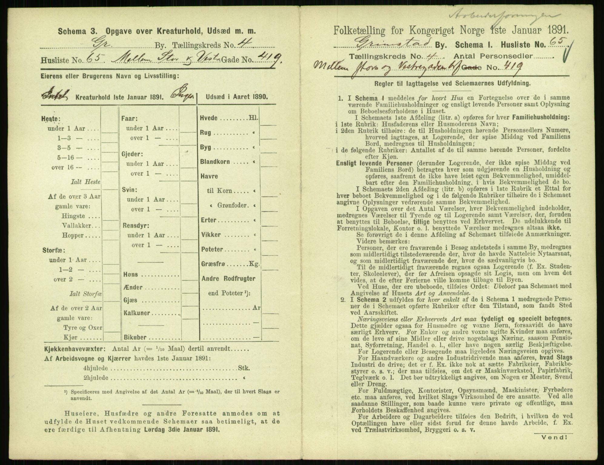 RA, 1891 census for 0904 Grimstad, 1891, p. 562