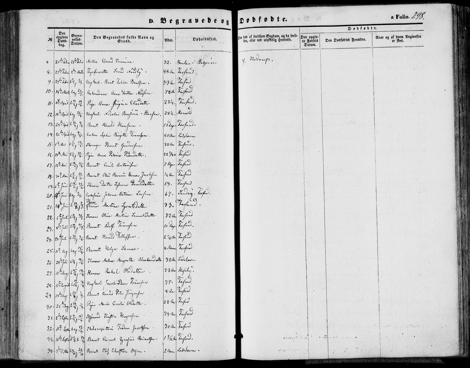Farsund sokneprestkontor, SAK/1111-0009/F/Fa/L0005: Parish register (official) no. A 5, 1863-1886, p. 298