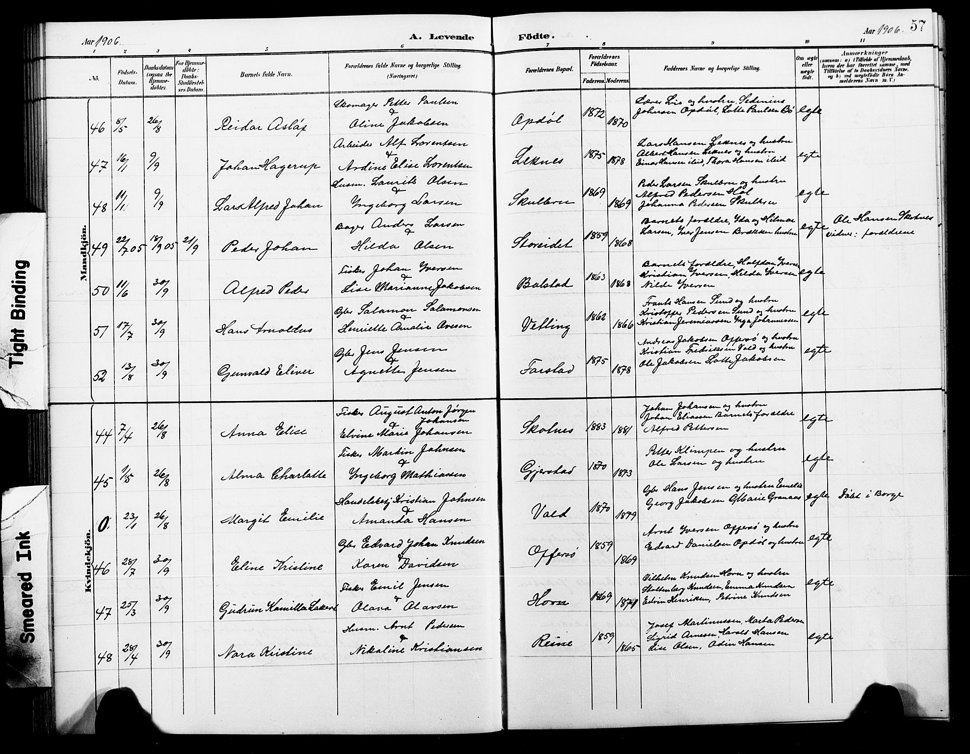 Ministerialprotokoller, klokkerbøker og fødselsregistre - Nordland, AV/SAT-A-1459/881/L1168: Parish register (copy) no. 881C05, 1900-1911, p. 57