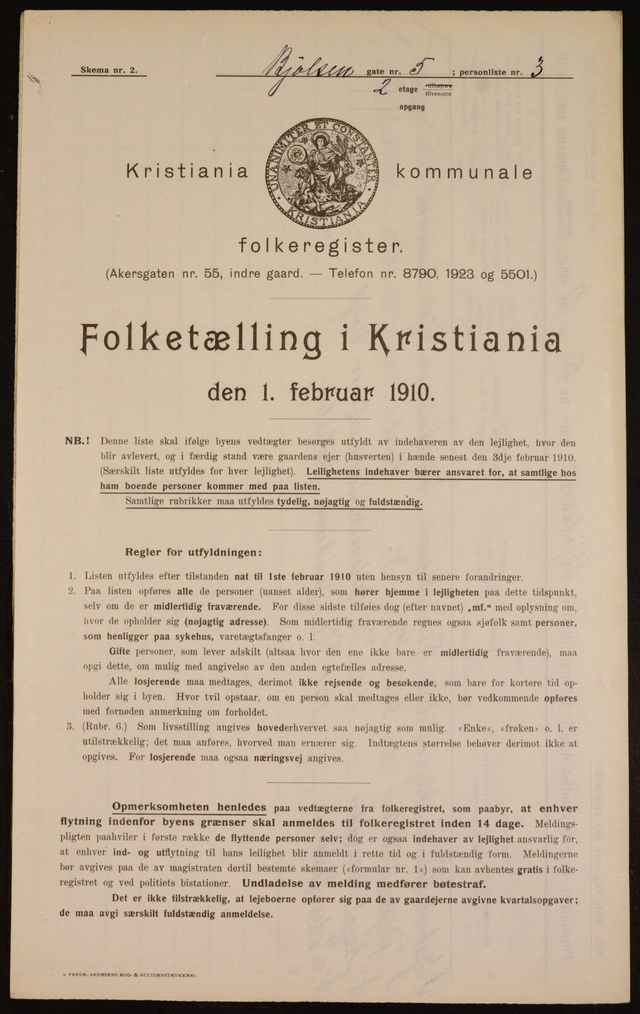 OBA, Municipal Census 1910 for Kristiania, 1910, p. 6258