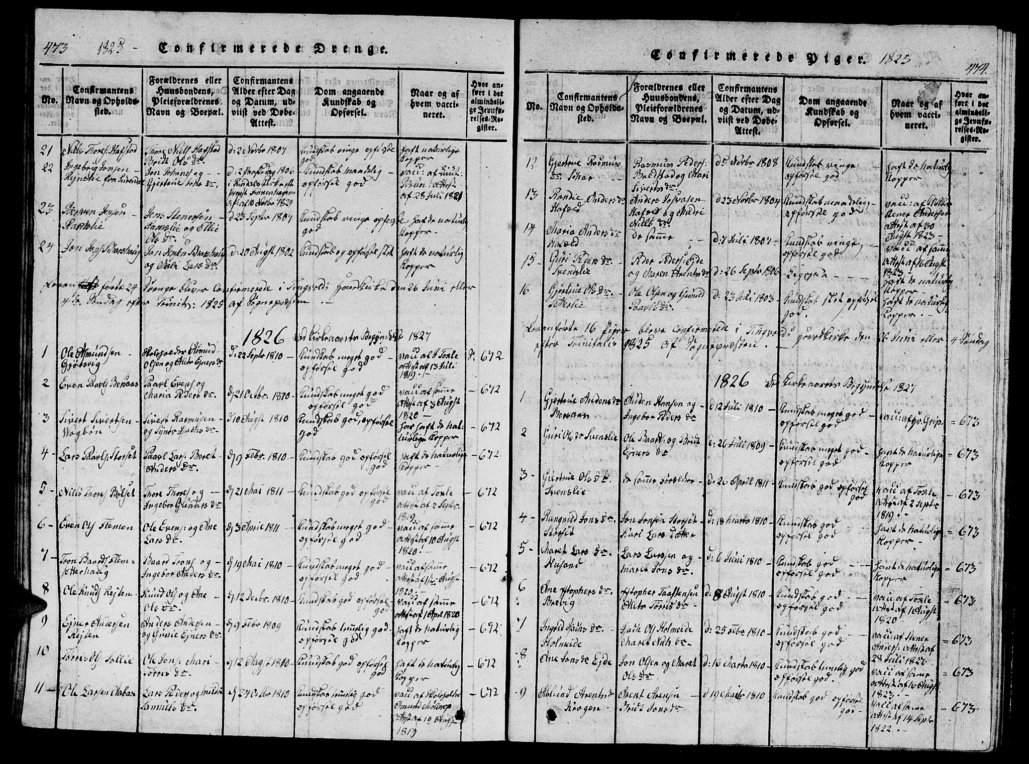 Ministerialprotokoller, klokkerbøker og fødselsregistre - Møre og Romsdal, AV/SAT-A-1454/586/L0990: Parish register (copy) no. 586C01, 1819-1837, p. 473-474