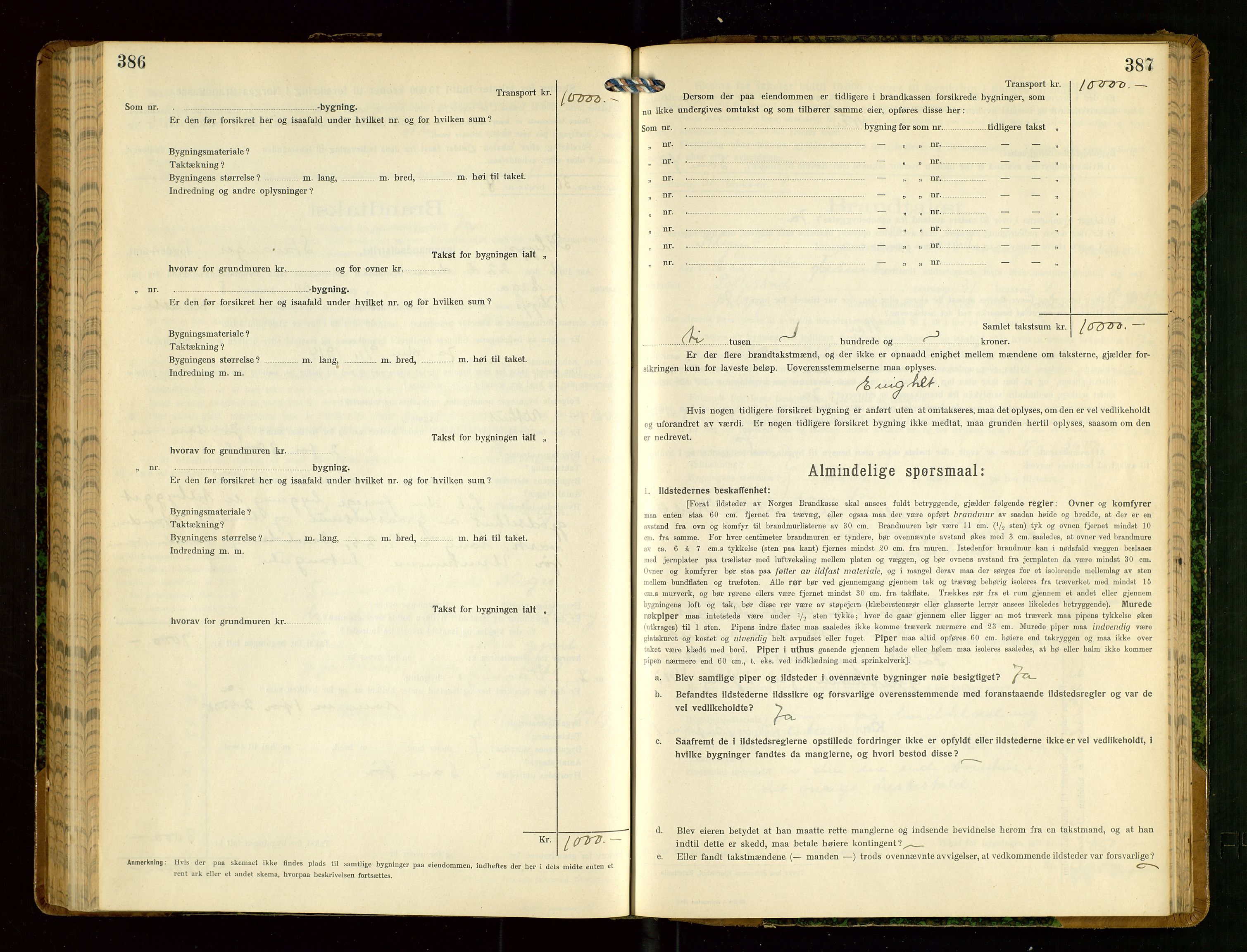 Klepp lensmannskontor, AV/SAST-A-100163/Goc/L0008: "Brandtakstprotokol" m/register, 1914-1917, p. 386-387