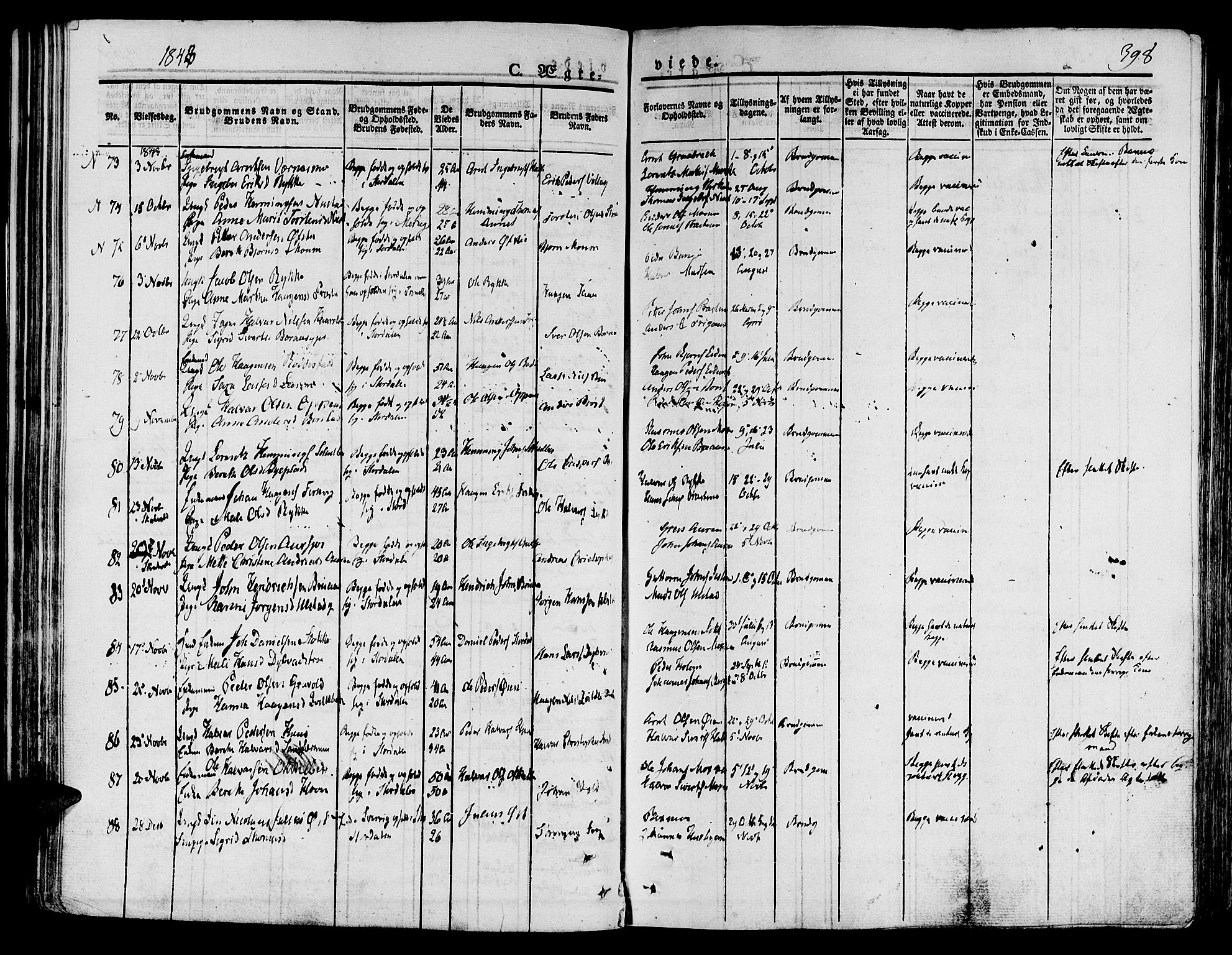 Ministerialprotokoller, klokkerbøker og fødselsregistre - Nord-Trøndelag, SAT/A-1458/709/L0072: Parish register (official) no. 709A12, 1833-1844, p. 398