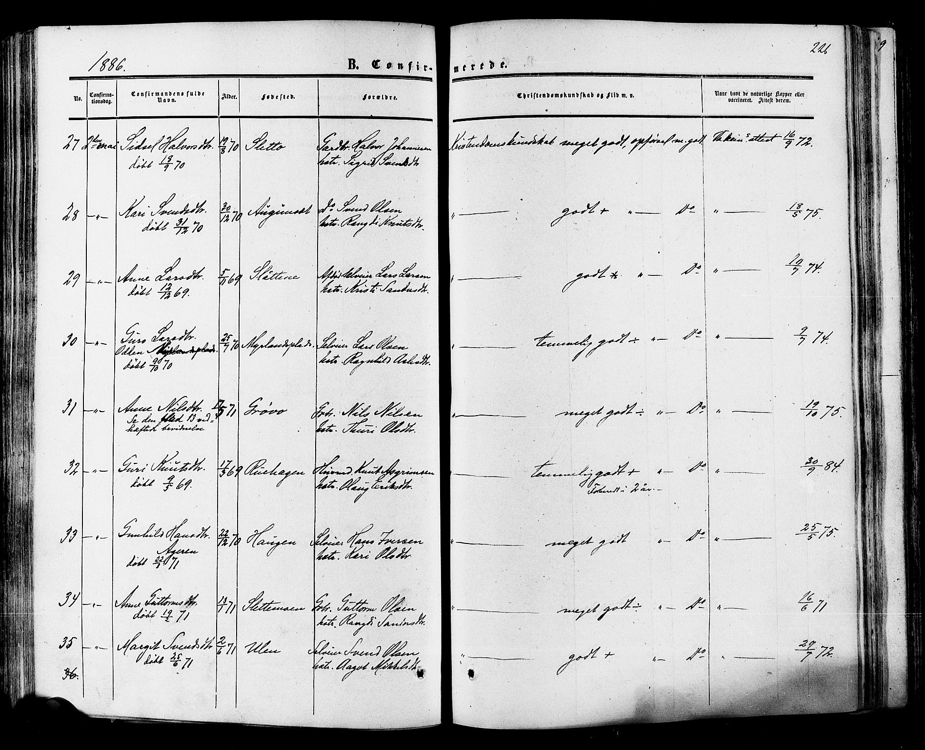 Hol kirkebøker, AV/SAKO-A-227/F/Fa/L0002: Parish register (official) no. I 2, 1870-1886, p. 226