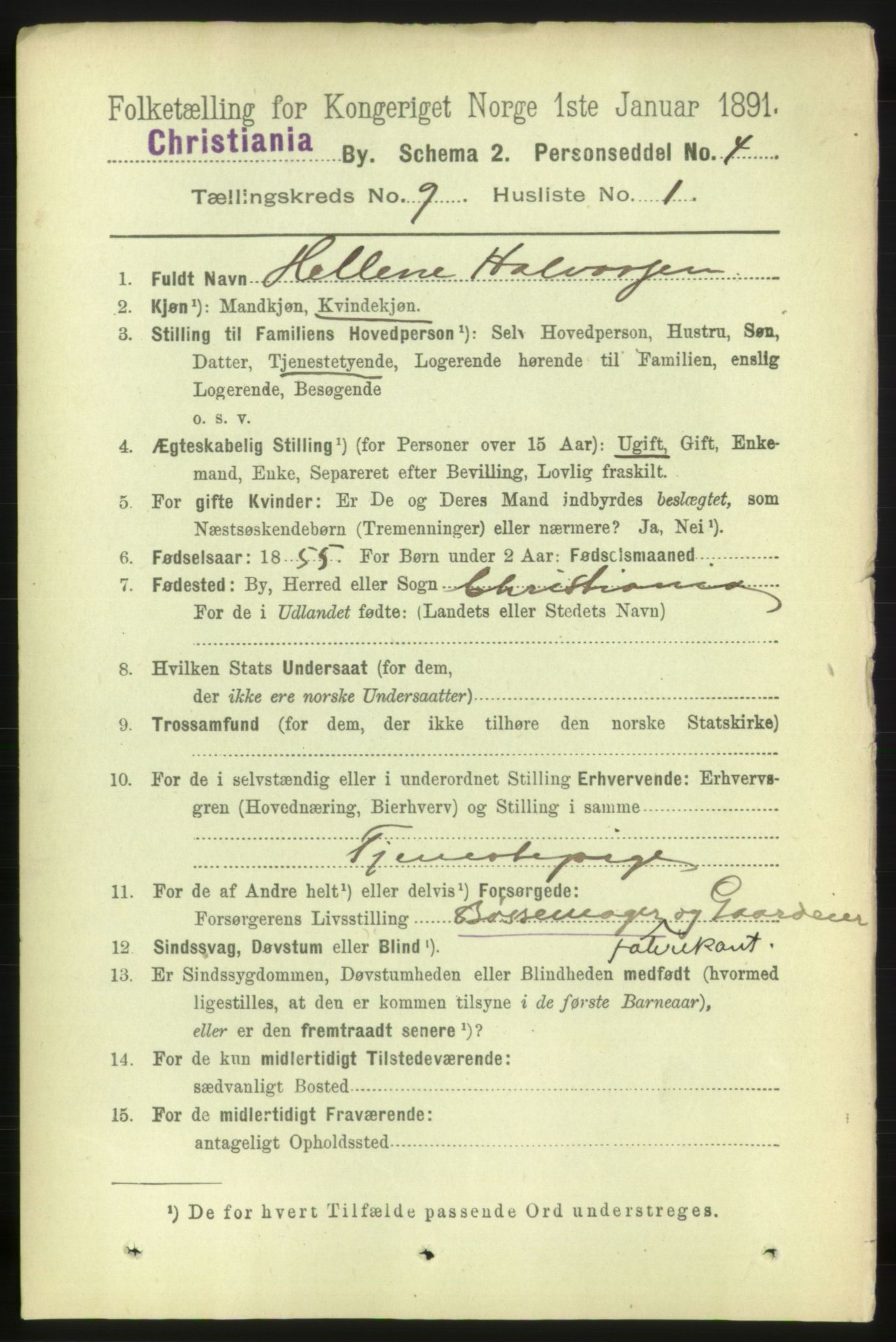 RA, 1891 census for 0301 Kristiania, 1891, p. 4013