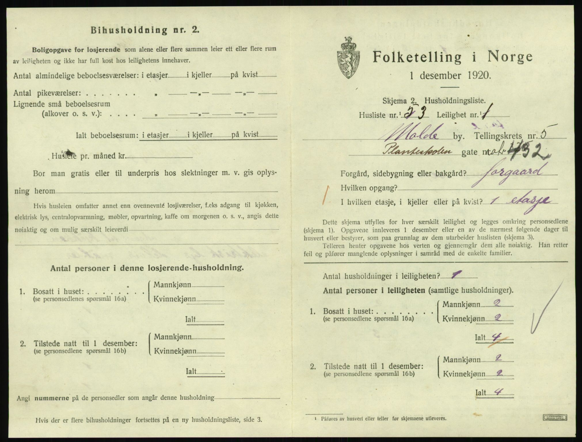 SAT, 1920 census for Molde, 1920, p. 1963