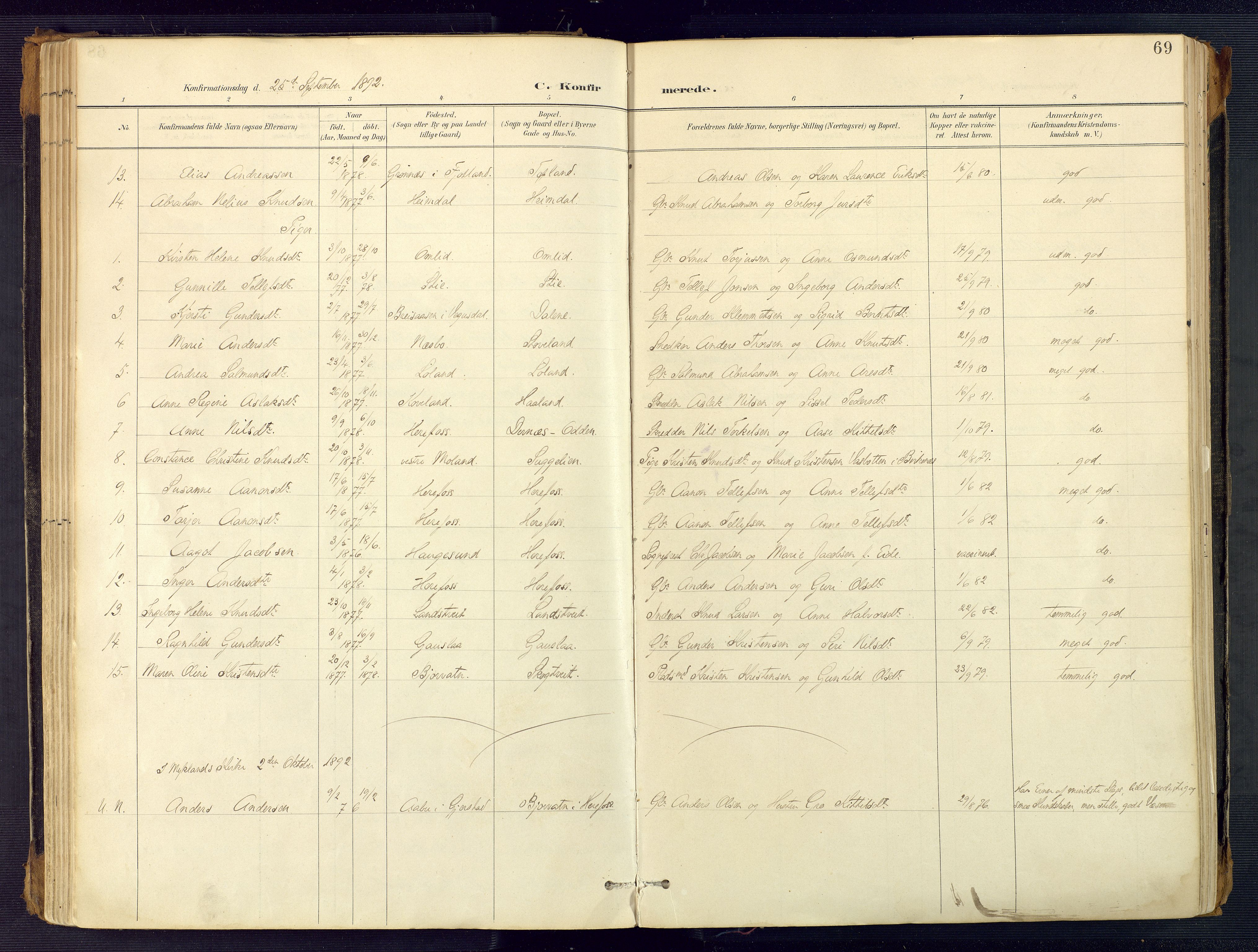 Herefoss sokneprestkontor, AV/SAK-1111-0019/F/Fa/Faa/L0003: Parish register (official) no. A 3, 1887-1930, p. 69