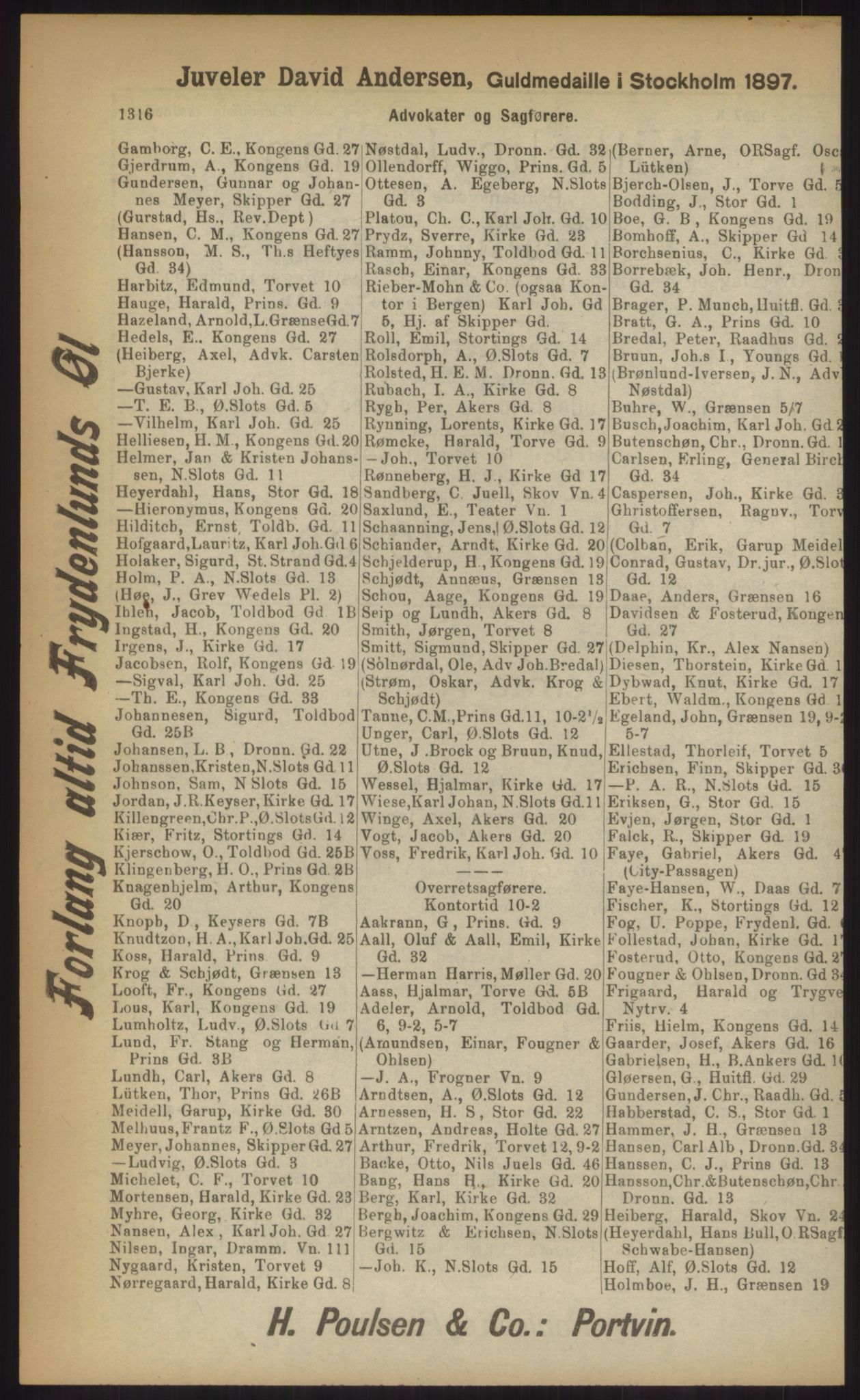Kristiania/Oslo adressebok, PUBL/-, 1903, p. 1316