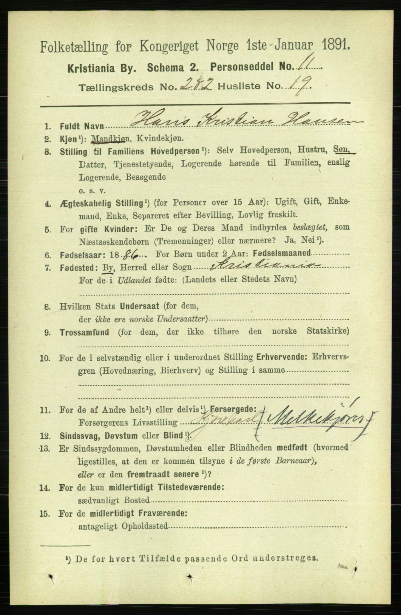 RA, 1891 census for 0301 Kristiania, 1891, p. 172297