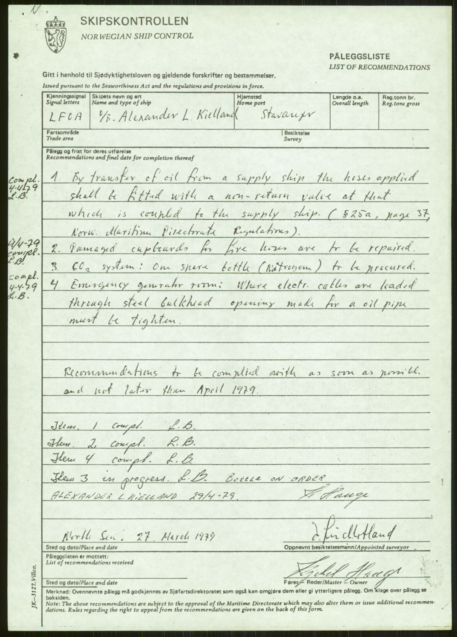 Justisdepartementet, Granskningskommisjonen ved Alexander Kielland-ulykken 27.3.1980, AV/RA-S-1165/D/L0024: A Alexander L. Kielland (A1-A2, A7-A9, A14, A22, A16 av 31)/ E CFEM (E1, E3-E6 av 27)/ F Richard Ducros (Doku.liste + F1-F6 av 8)/ H Sjøfartsdirektoratet/Skipskontrollen (H12, H14-H16, H44, H49, H51 av 52), 1980-1981, p. 71