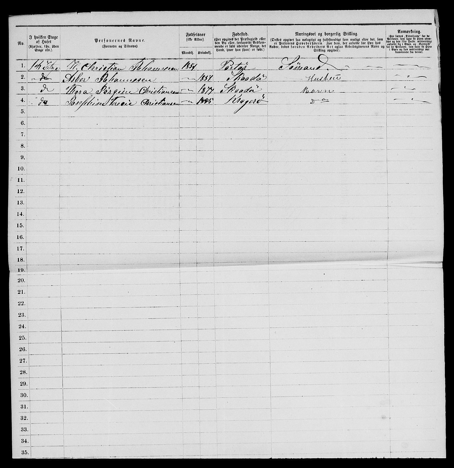 SAKO, 1885 census for 0801 Kragerø, 1885, p. 124