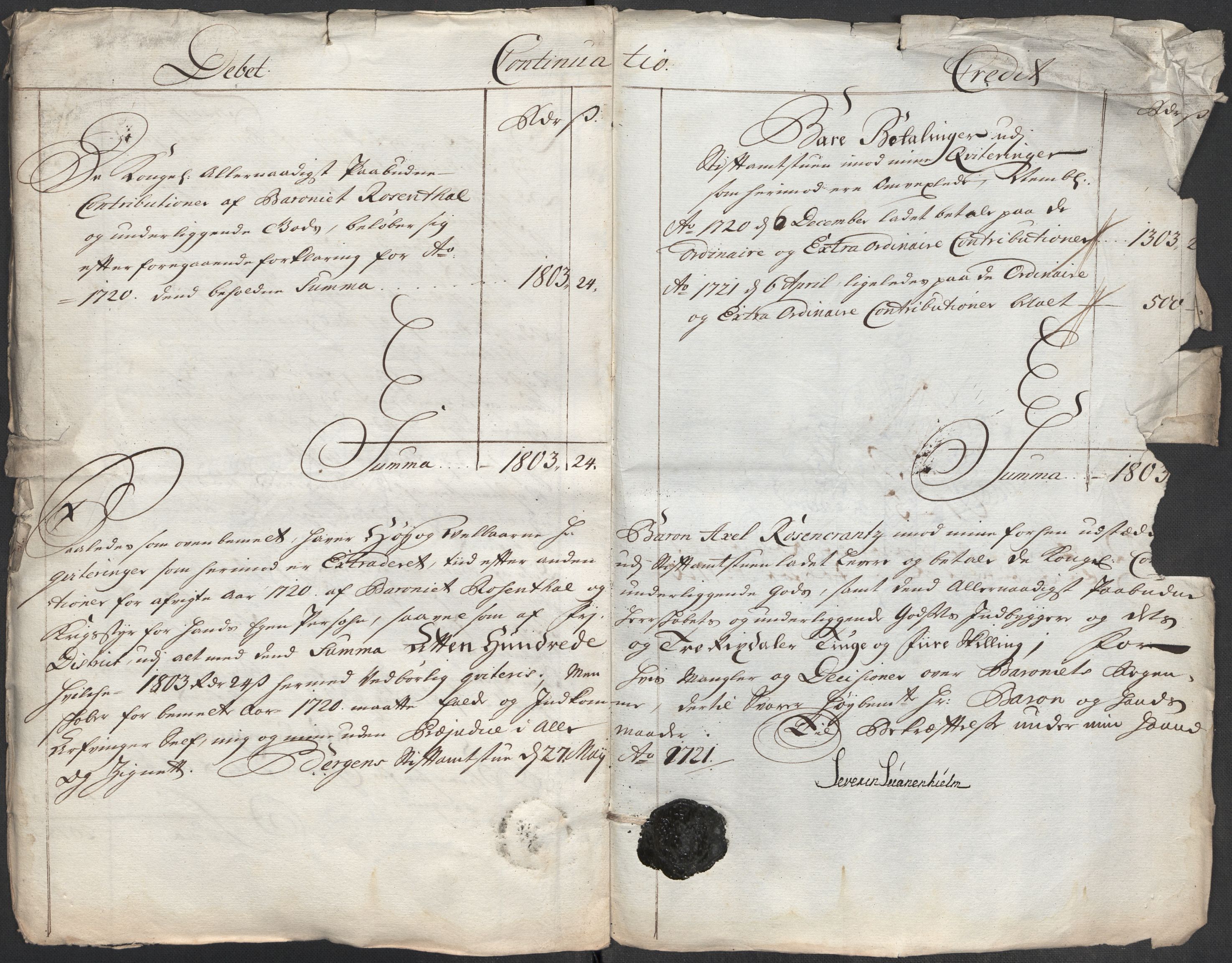 Rentekammeret inntil 1814, Reviderte regnskaper, Fogderegnskap, AV/RA-EA-4092/R49/L3140: Fogderegnskap Rosendal Baroni, 1718-1720, p. 235