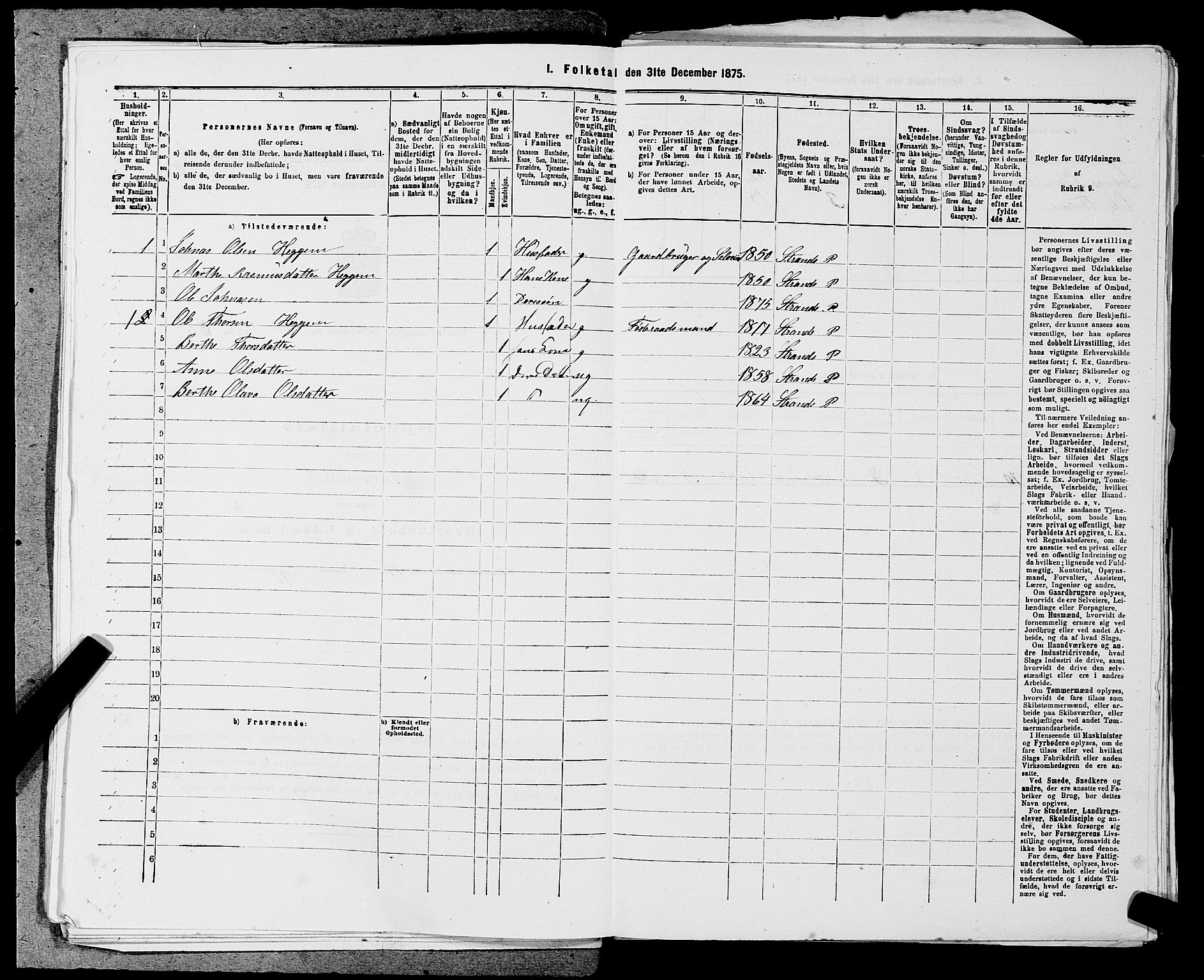 SAST, 1875 census for 1130P Strand, 1875, p. 171