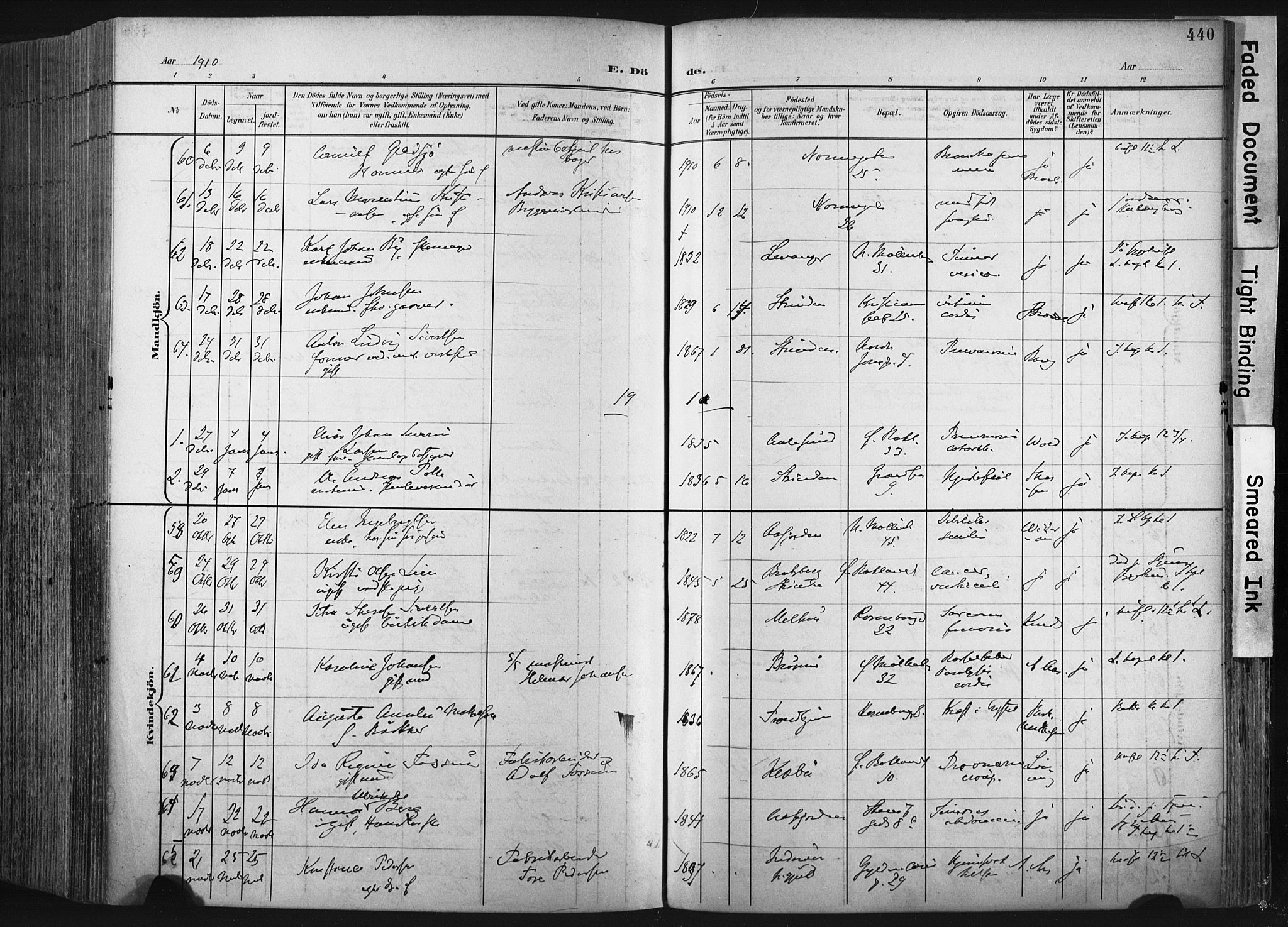 Ministerialprotokoller, klokkerbøker og fødselsregistre - Sør-Trøndelag, SAT/A-1456/604/L0201: Parish register (official) no. 604A21, 1901-1911, p. 440