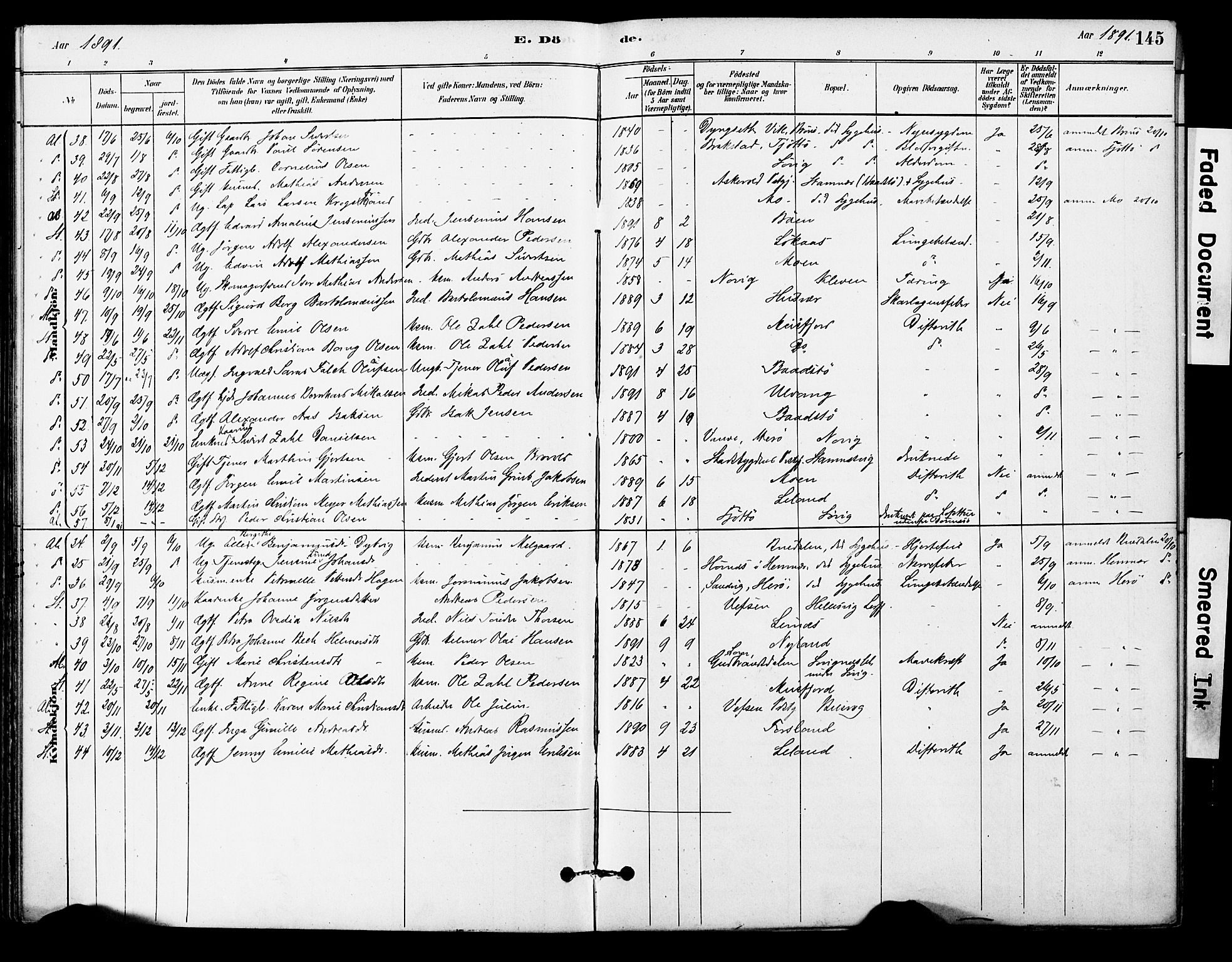 Ministerialprotokoller, klokkerbøker og fødselsregistre - Nordland, AV/SAT-A-1459/830/L0450: Parish register (official) no. 830A14, 1879-1896, p. 145