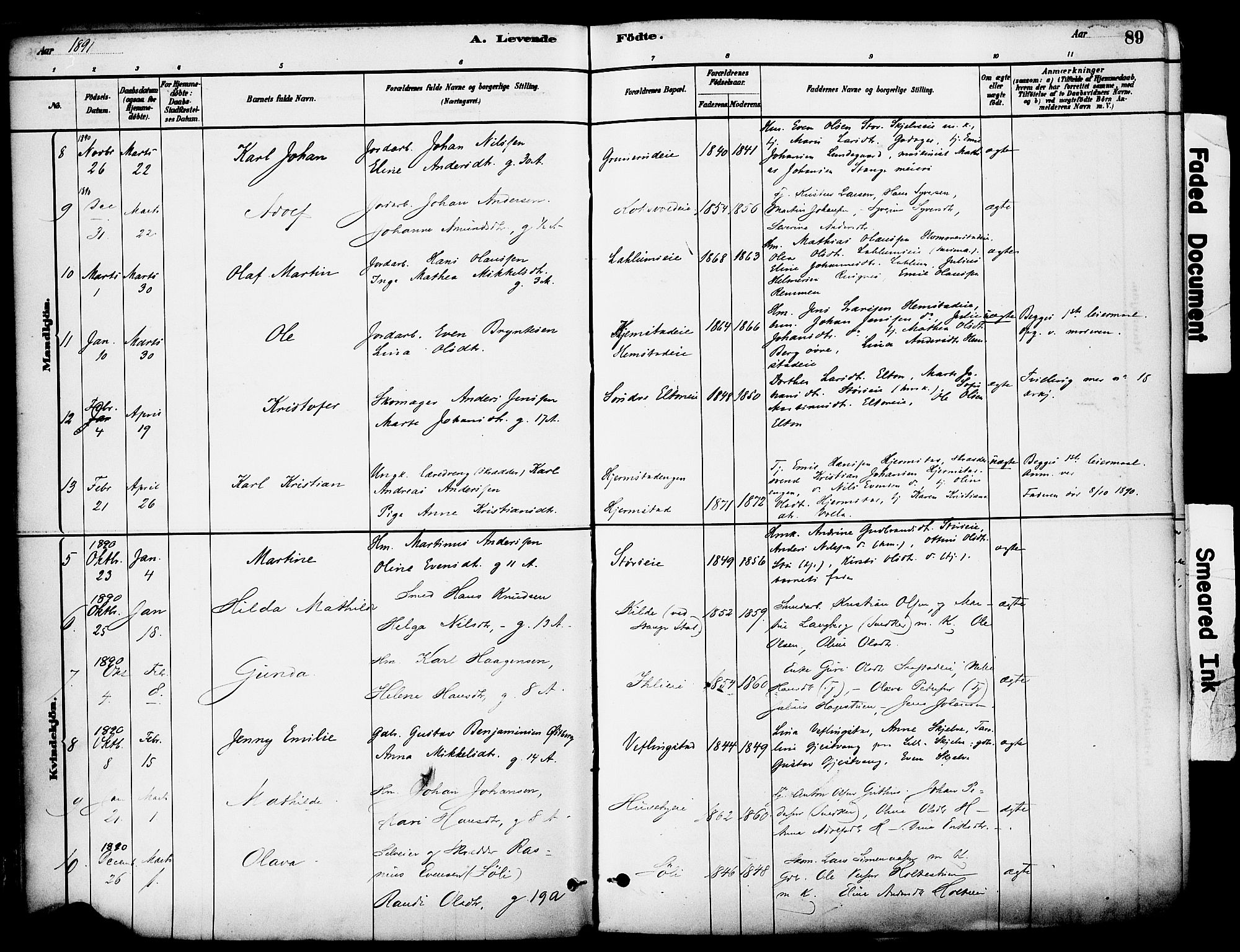 Stange prestekontor, AV/SAH-PREST-002/K/L0017: Parish register (official) no. 17, 1880-1893, p. 89