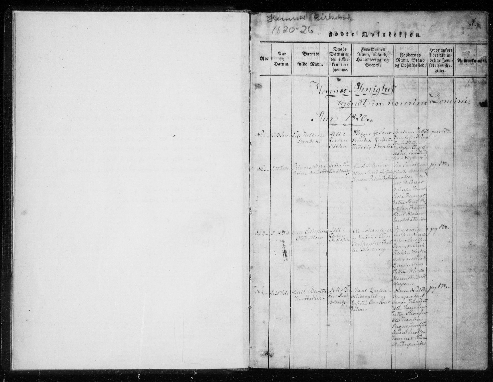 Ministerialprotokoller, klokkerbøker og fødselsregistre - Nordland, AV/SAT-A-1459/825/L0353: Parish register (official) no. 825A07, 1820-1826, p. 1