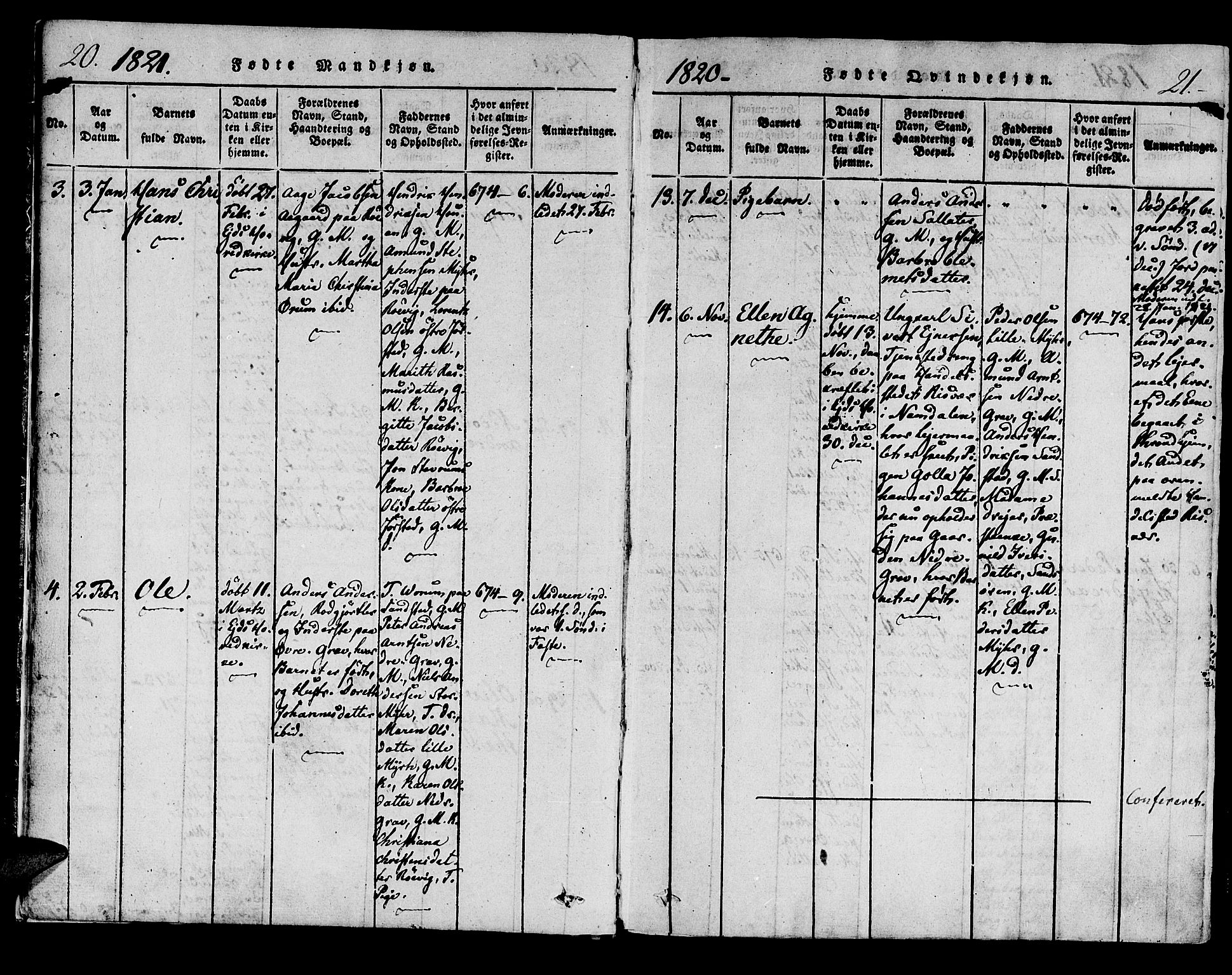 Ministerialprotokoller, klokkerbøker og fødselsregistre - Nord-Trøndelag, SAT/A-1458/722/L0217: Parish register (official) no. 722A04, 1817-1842, p. 20-21