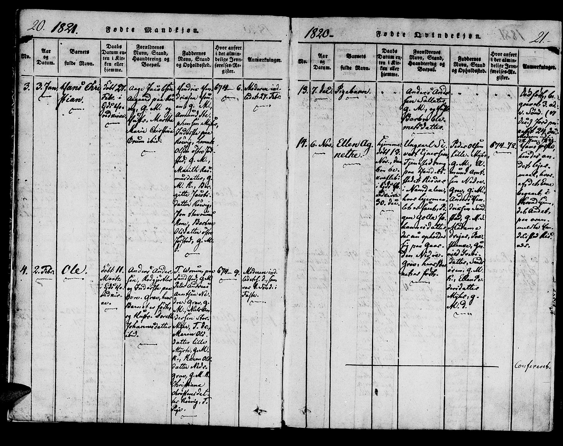 Ministerialprotokoller, klokkerbøker og fødselsregistre - Nord-Trøndelag, AV/SAT-A-1458/722/L0217: Parish register (official) no. 722A04, 1817-1842, p. 20-21