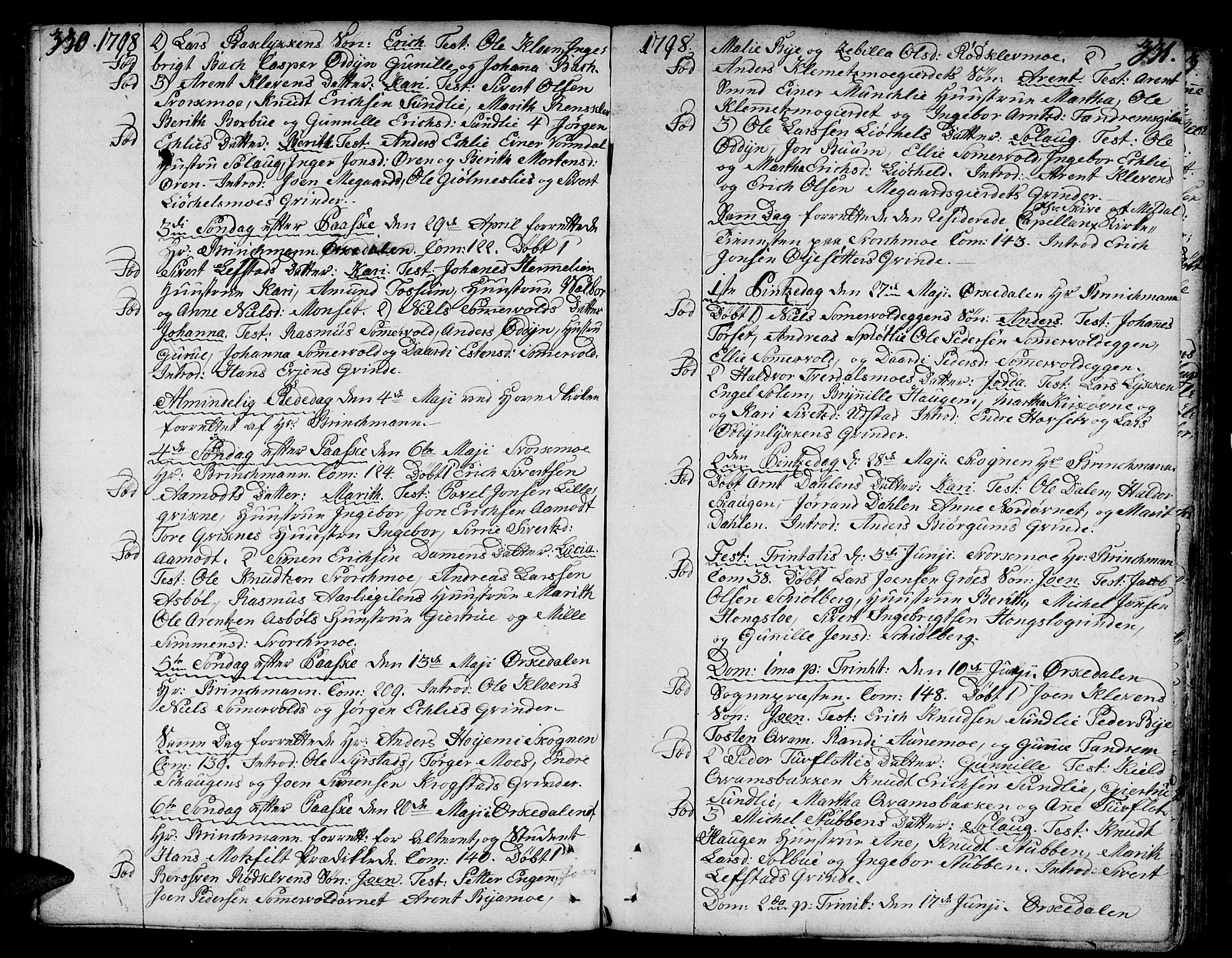 Ministerialprotokoller, klokkerbøker og fødselsregistre - Sør-Trøndelag, AV/SAT-A-1456/668/L0802: Parish register (official) no. 668A02, 1776-1799, p. 330-331