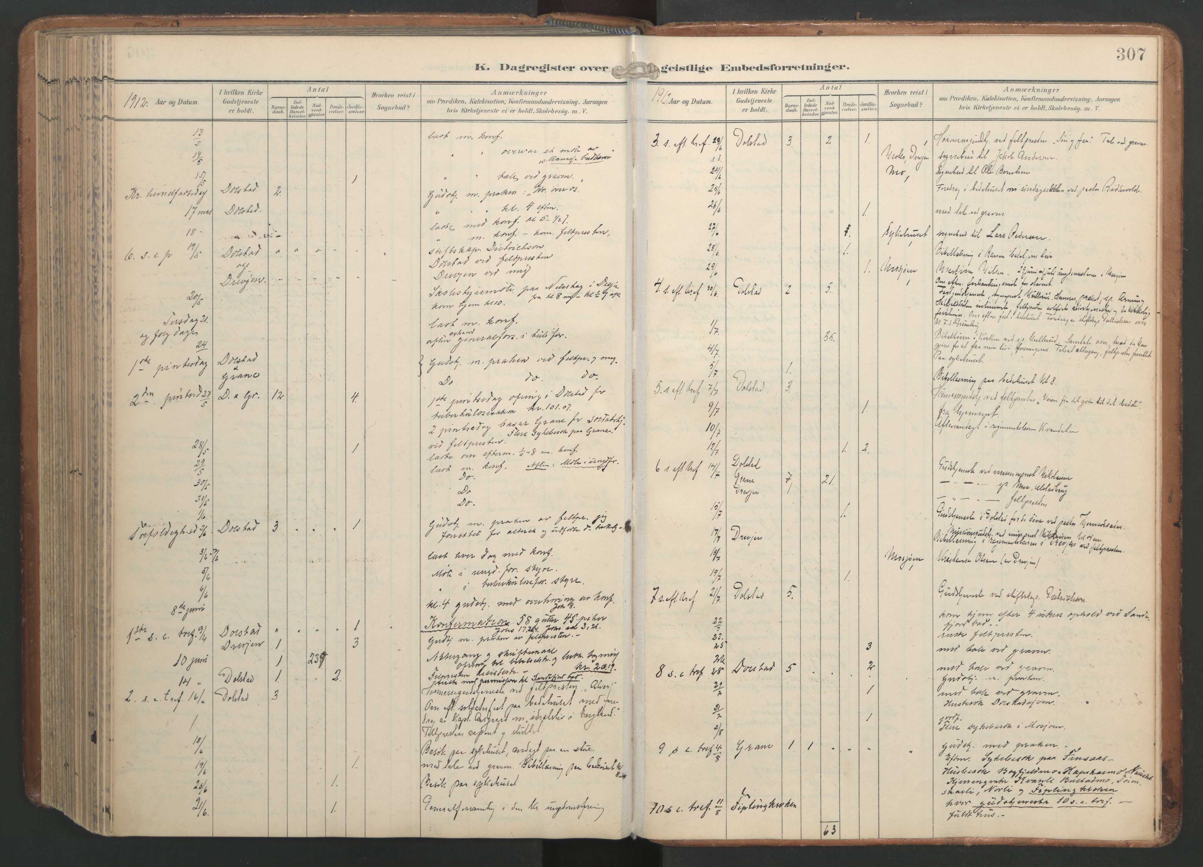 Ministerialprotokoller, klokkerbøker og fødselsregistre - Nordland, AV/SAT-A-1459/820/L0298: Parish register (official) no. 820A19, 1897-1915, p. 307