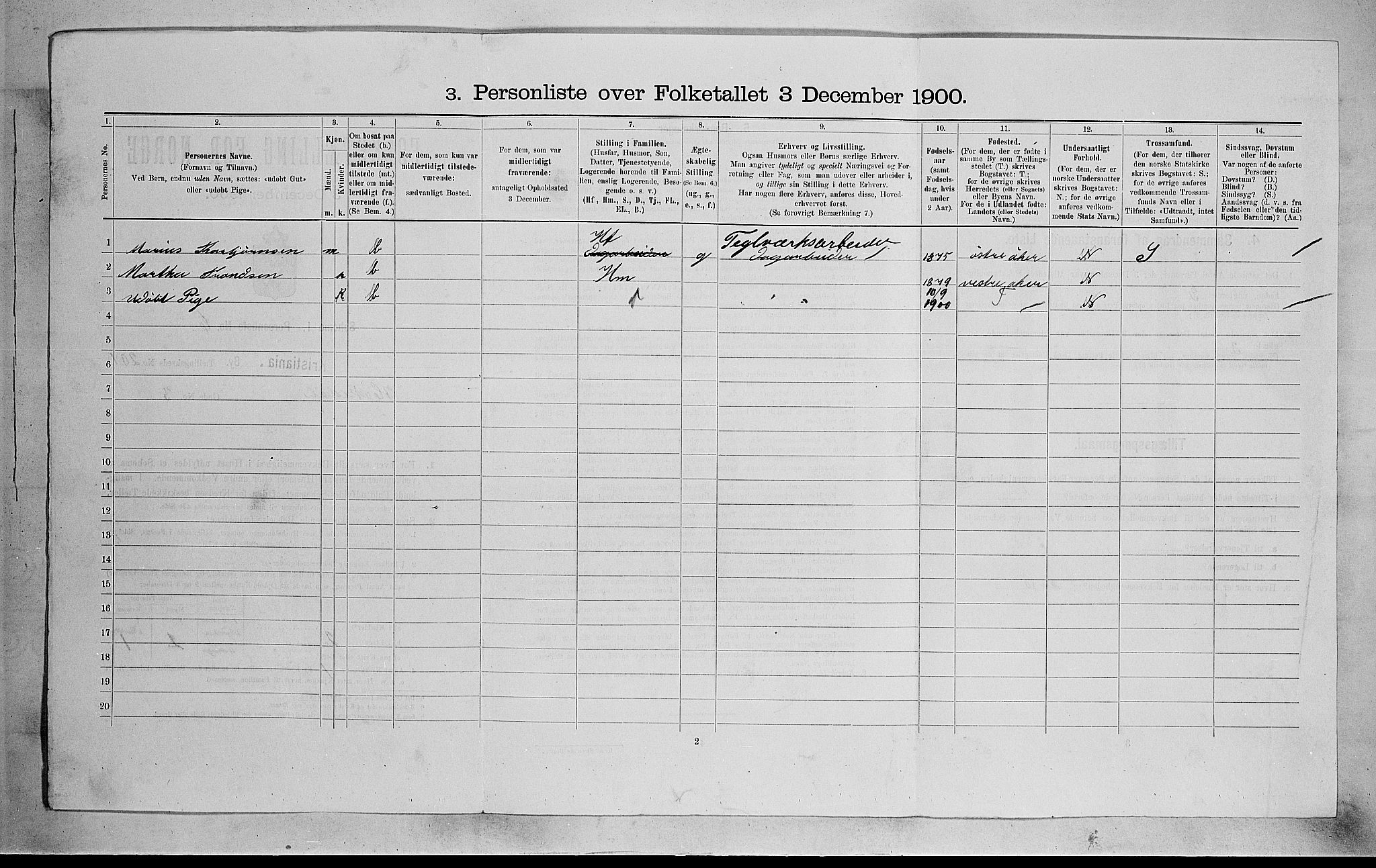 SAO, 1900 census for Kristiania, 1900, p. 32053