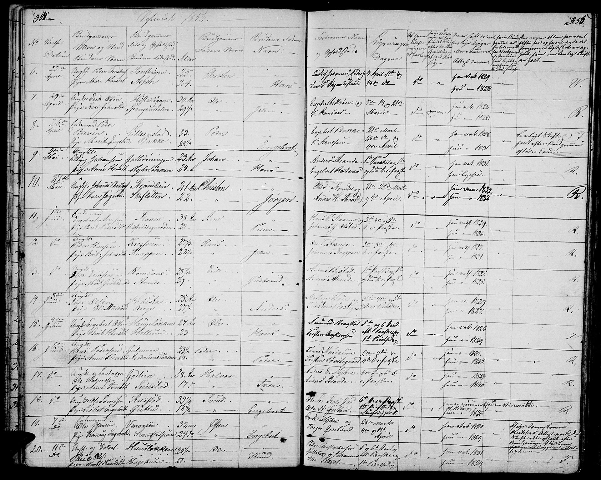 Ringebu prestekontor, SAH/PREST-082/H/Ha/Hab/L0002: Parish register (copy) no. 2, 1839-1853, p. 354-355