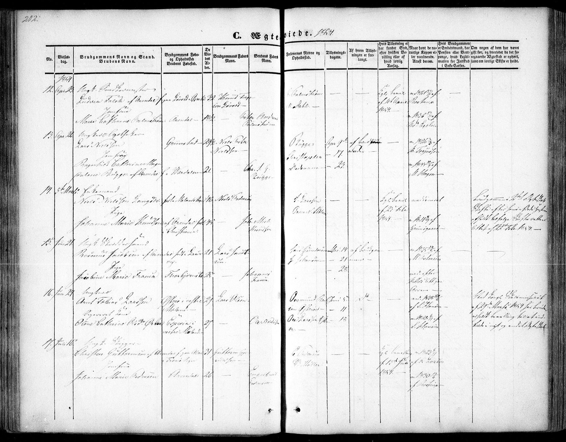 Arendal sokneprestkontor, Trefoldighet, AV/SAK-1111-0040/F/Fa/L0005: Parish register (official) no. A 5, 1838-1854, p. 202