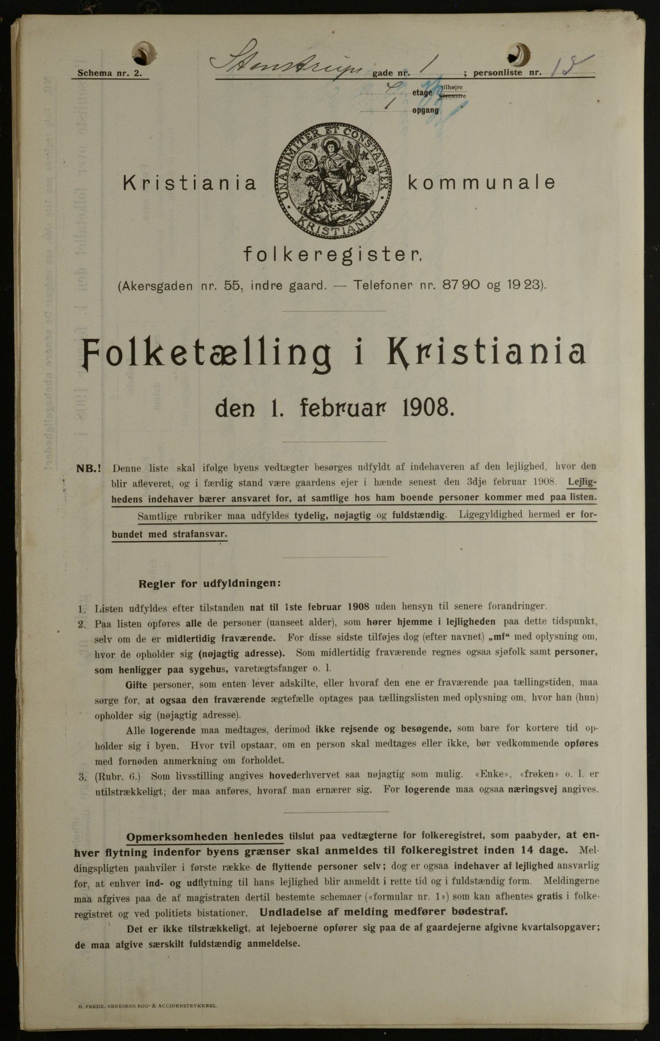 OBA, Municipal Census 1908 for Kristiania, 1908, p. 90565