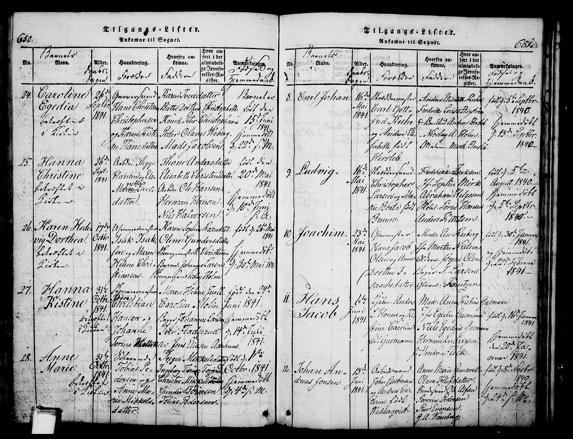 Skien kirkebøker, AV/SAKO-A-302/G/Ga/L0002: Parish register (copy) no. 2, 1814-1842, p. 650-651