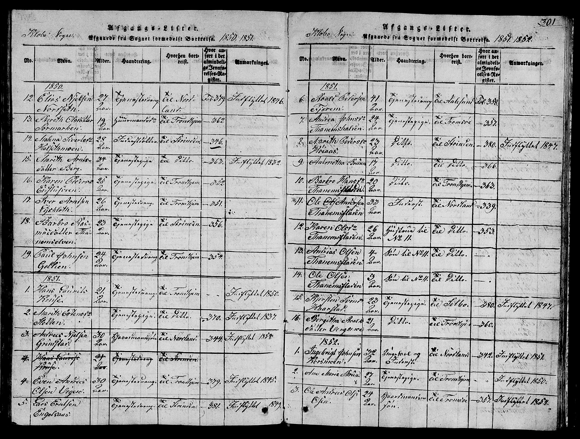 Ministerialprotokoller, klokkerbøker og fødselsregistre - Sør-Trøndelag, AV/SAT-A-1456/618/L0450: Parish register (copy) no. 618C01, 1816-1865, p. 301