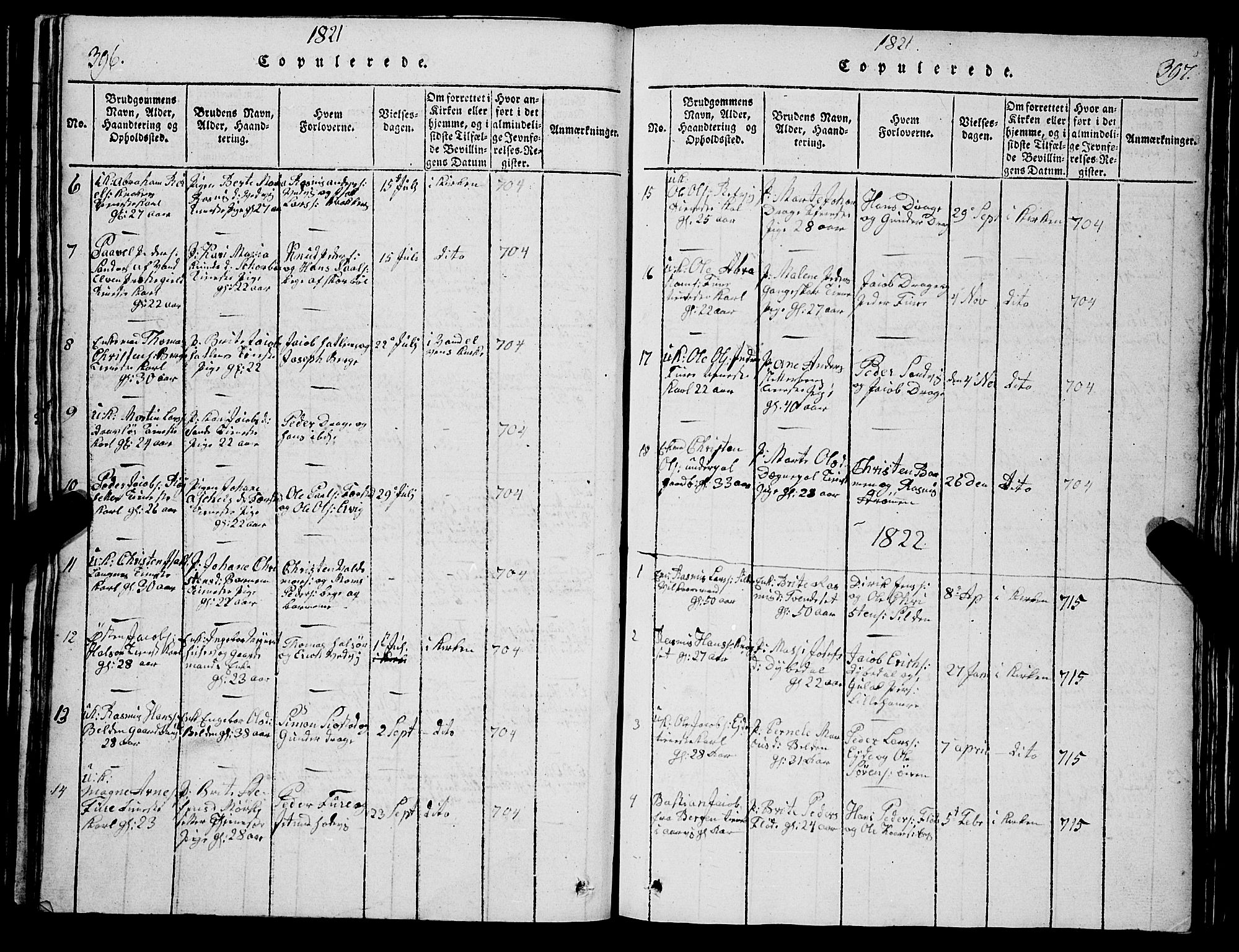 Selje sokneprestembete, SAB/A-99938/H/Ha/Hab/Haba: Parish register (copy) no. A 1, 1816-1828, p. 396-397