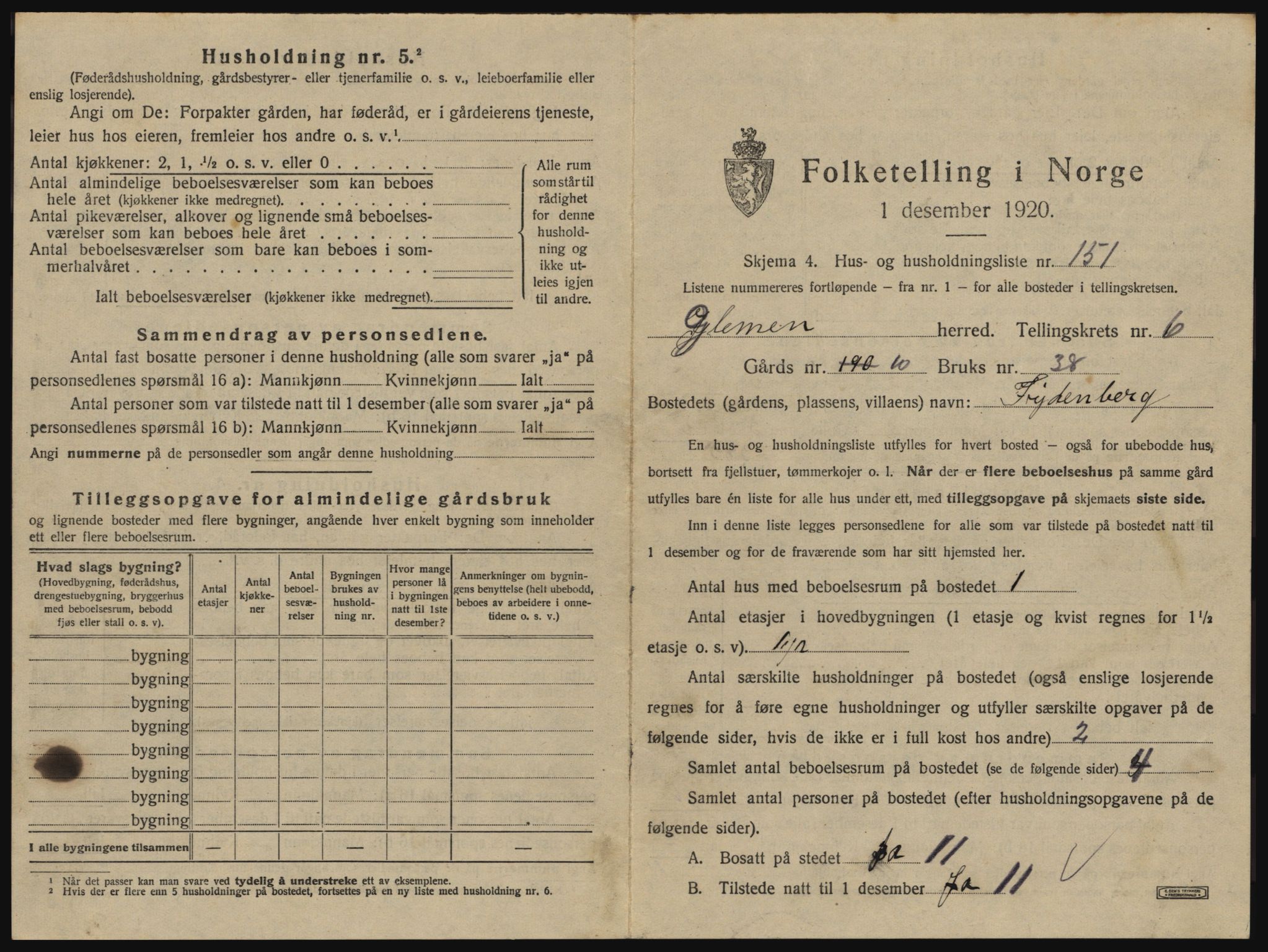 SAO, 1920 census for Glemmen, 1920, p. 2459