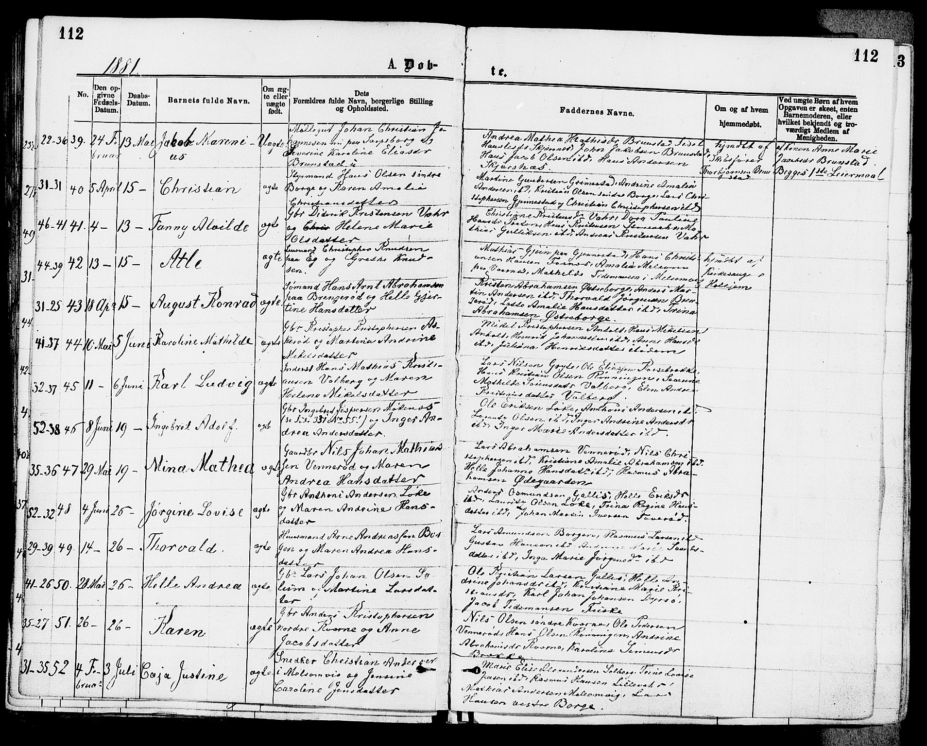 Stokke kirkebøker, AV/SAKO-A-320/F/Fa/L0009: Parish register (official) no. I 9, 1872-1883, p. 112