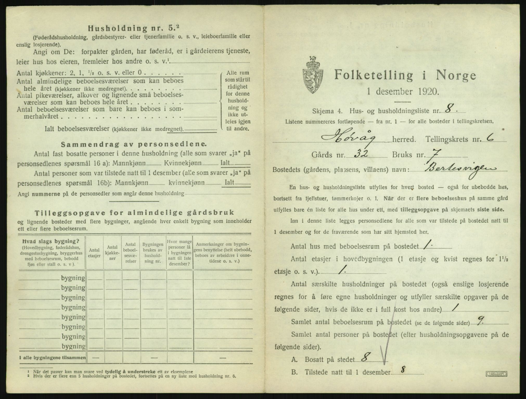 SAK, 1920 census for Høvåg, 1920, p. 514