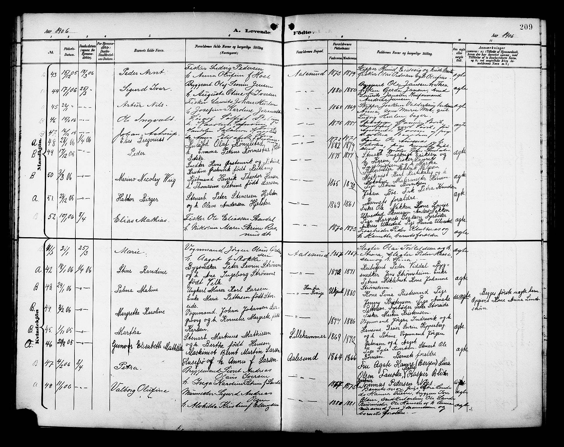 Ministerialprotokoller, klokkerbøker og fødselsregistre - Møre og Romsdal, SAT/A-1454/529/L0468: Parish register (copy) no. 529C05, 1897-1908, p. 209