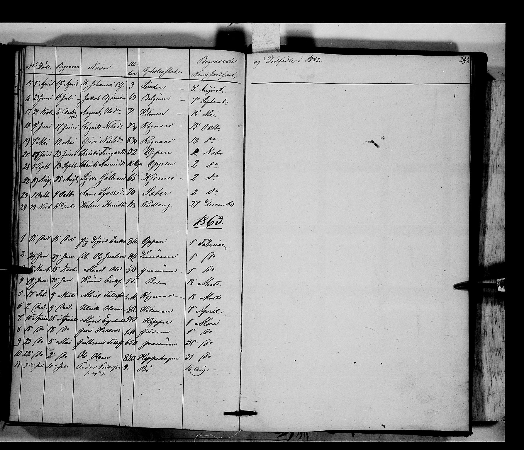 Nord-Aurdal prestekontor, SAH/PREST-132/H/Ha/Haa/L0006: Parish register (official) no. 6, 1842-1863, p. 232
