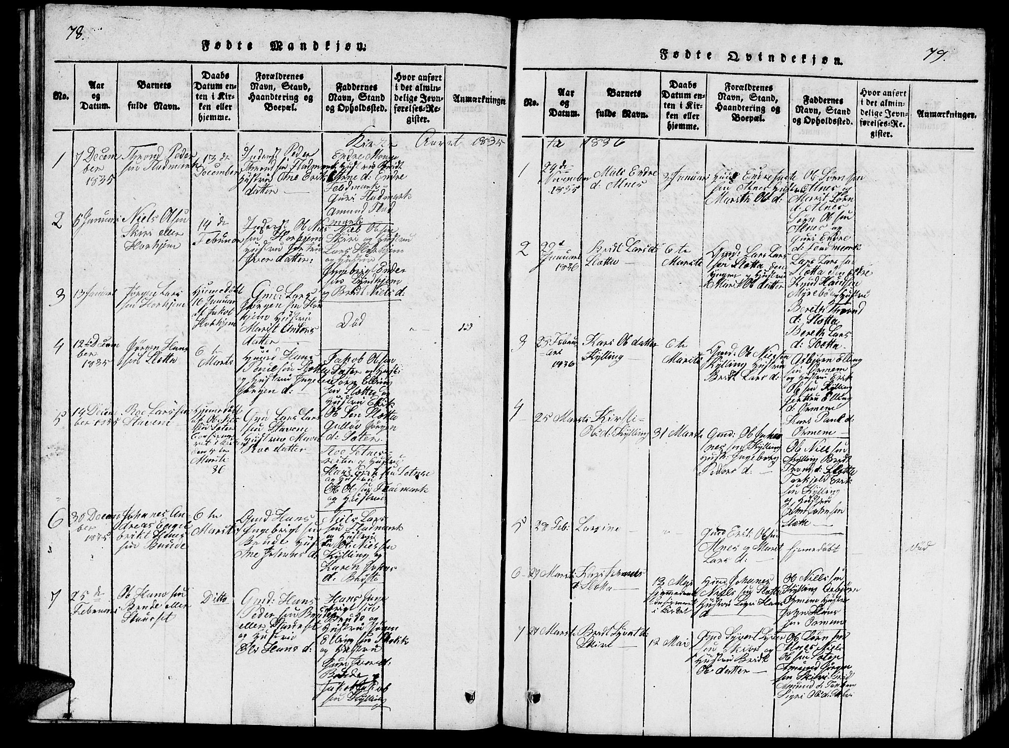 Ministerialprotokoller, klokkerbøker og fødselsregistre - Møre og Romsdal, AV/SAT-A-1454/546/L0595: Parish register (copy) no. 546C01, 1818-1836, p. 78-79