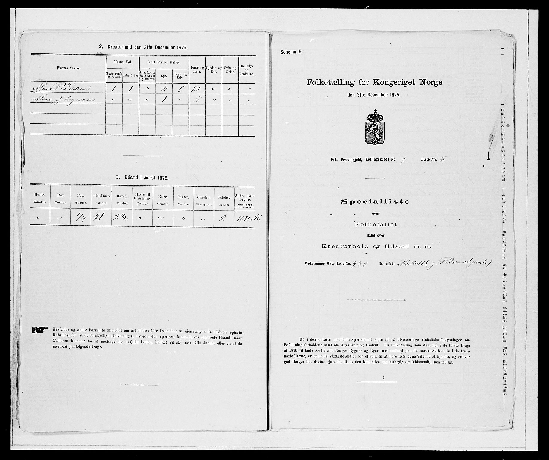 SAB, 1875 Census for 1443P Eid, 1875, p. 821