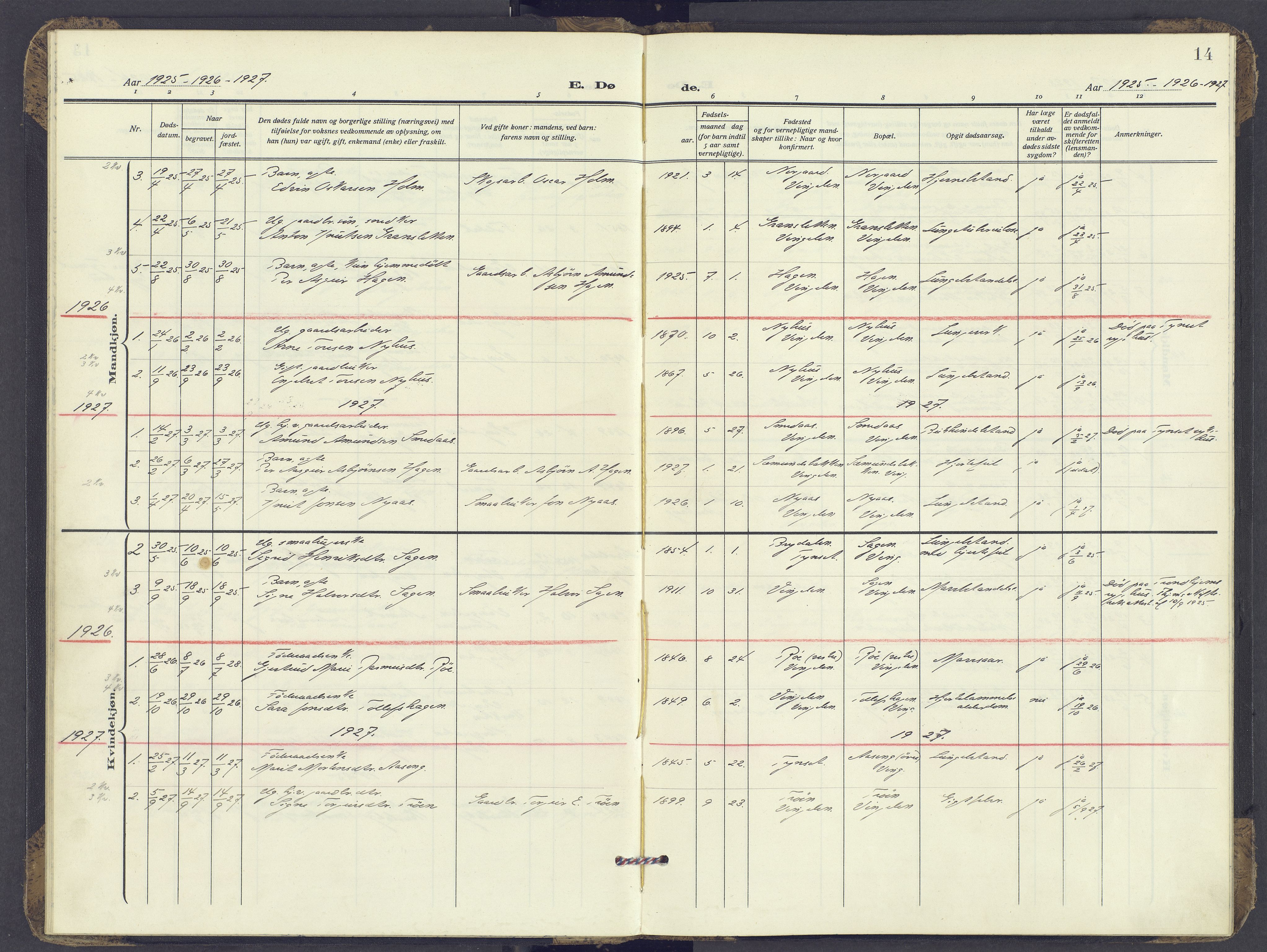 Tolga prestekontor, AV/SAH-PREST-062/K/L0017: Parish register (official) no. 17, 1909-1979, p. 14